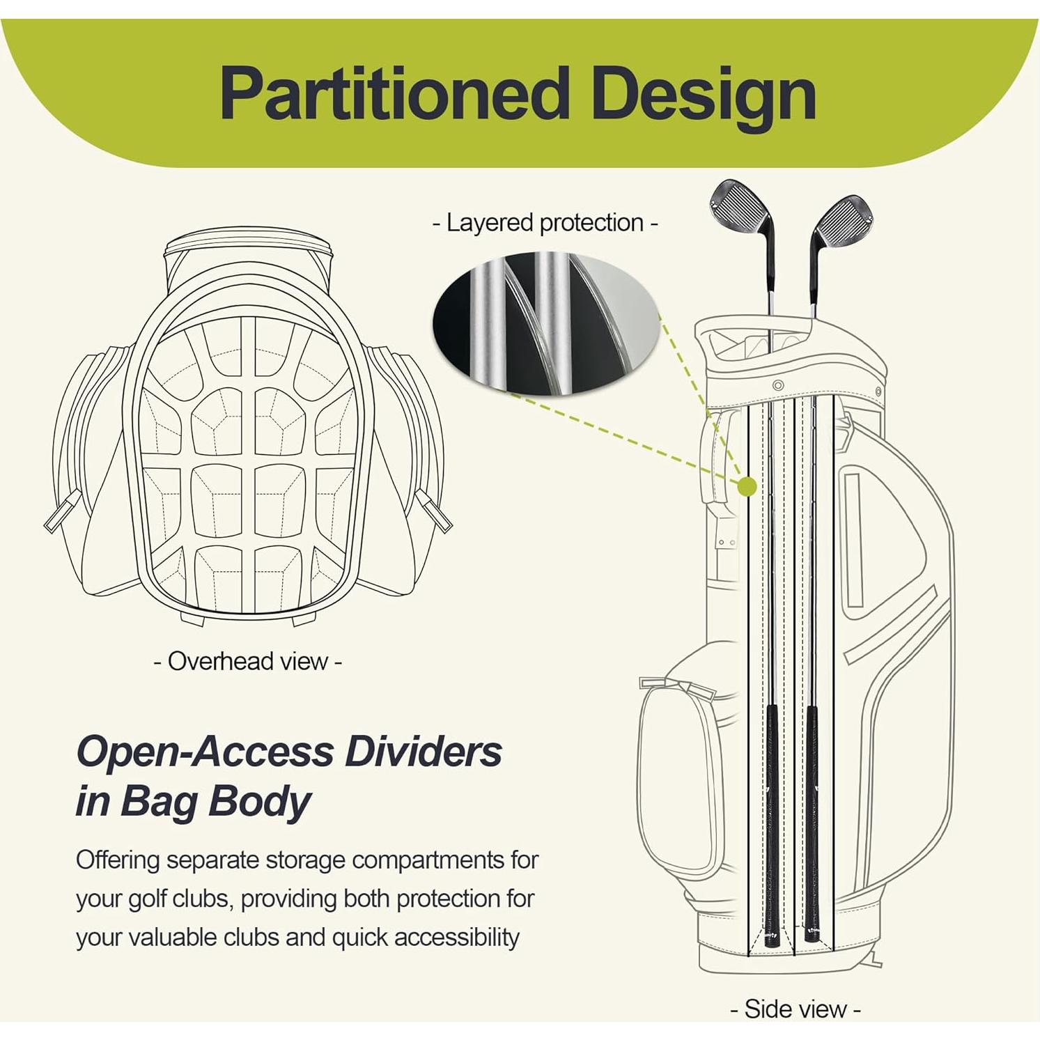 Bolsa de Golf GoHimal 14 Vías con Soporte y 10 Bolsillos