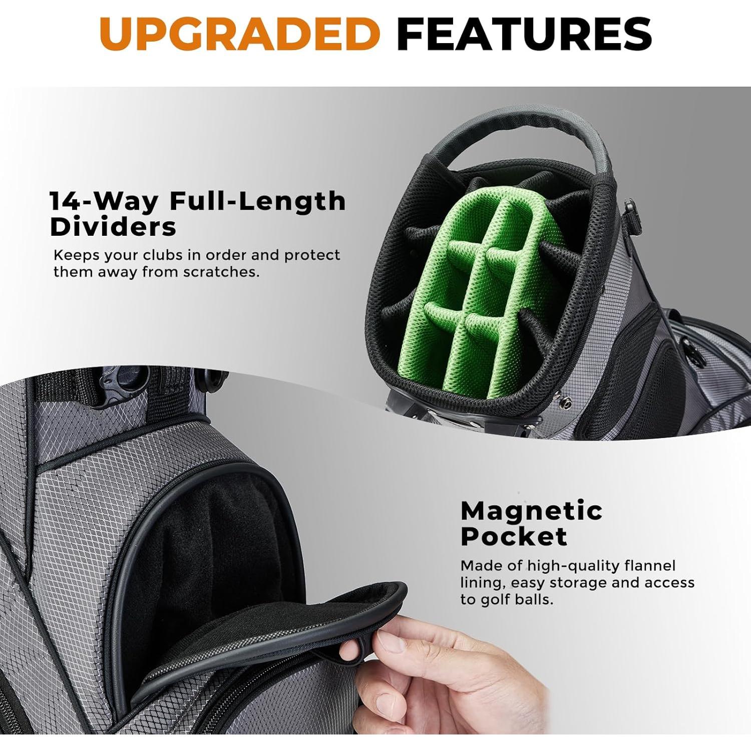 Bolsa de Golf UNIHIMAL con Soporte y 14 Divisores - Gris