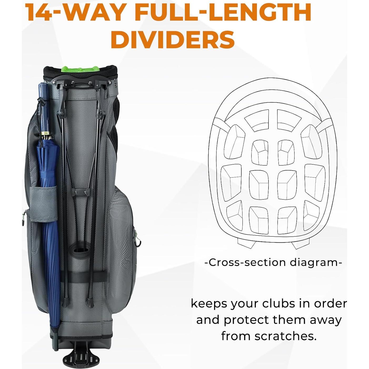 Bolsa de Golf UNIHIMAL con Soporte y 14 Divisores - Gris
