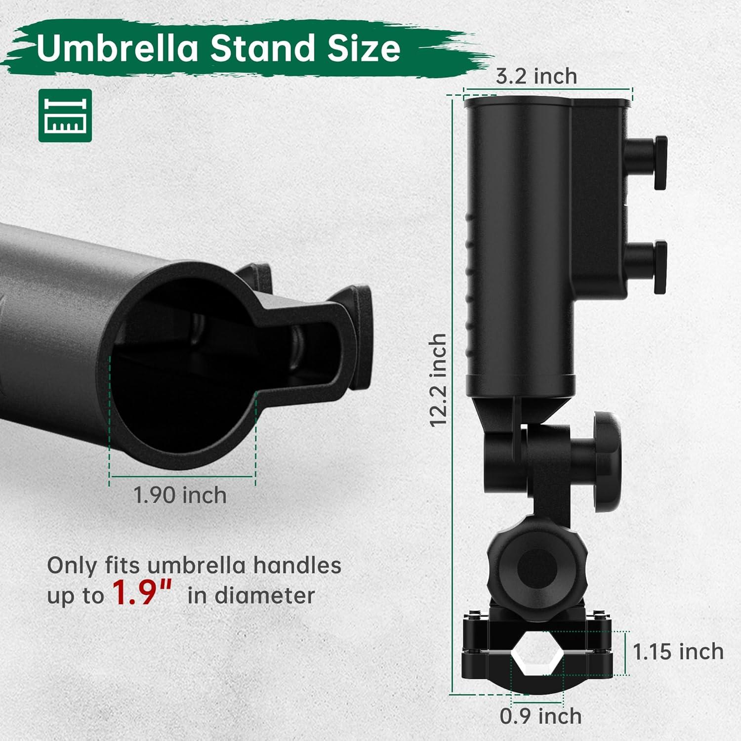 Soporte para Paraguas 10L0L - Aluminio Ajustable 180° para Carritos