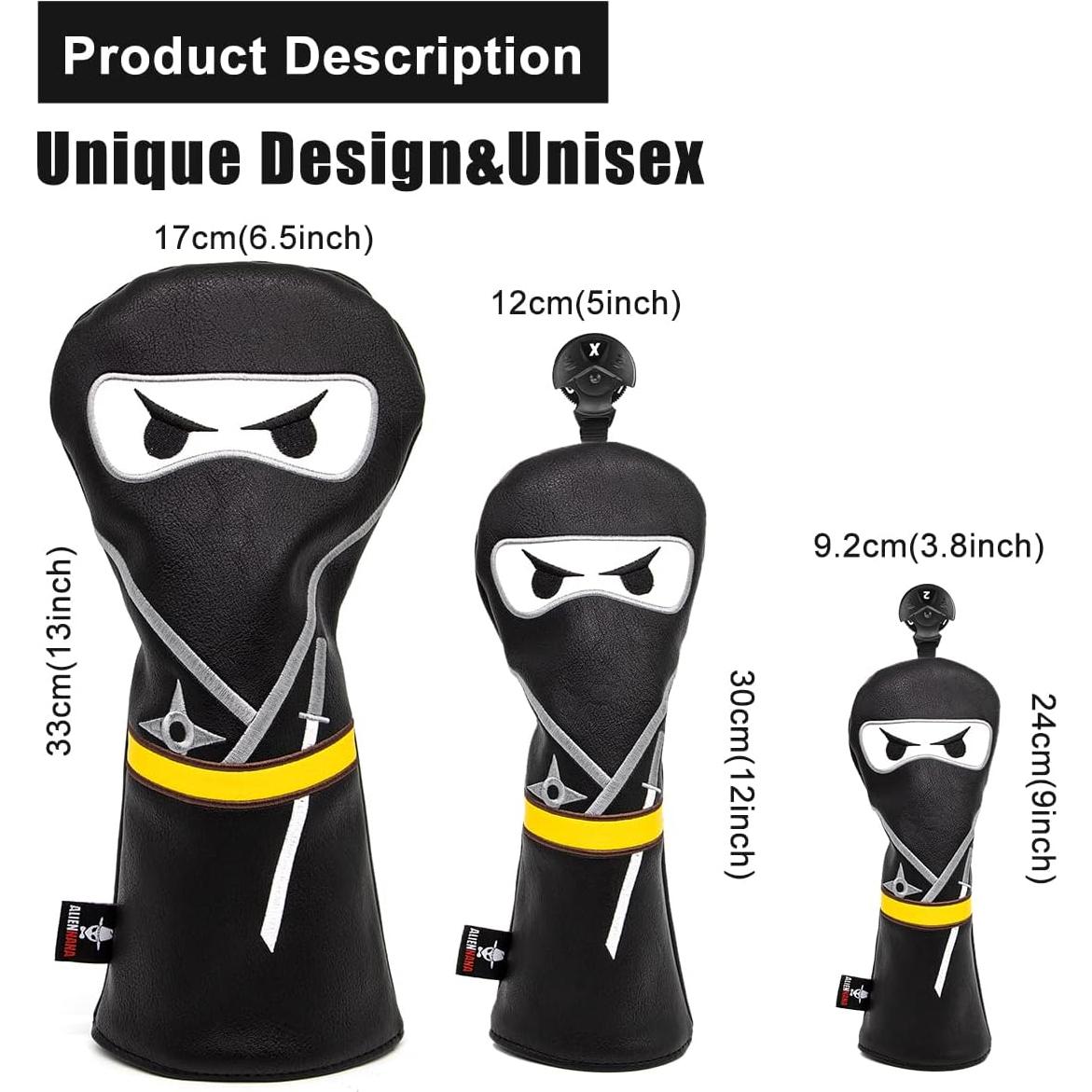 Cubiertas de Cabeza de Golf Aliennana Ninja Cuero Premium