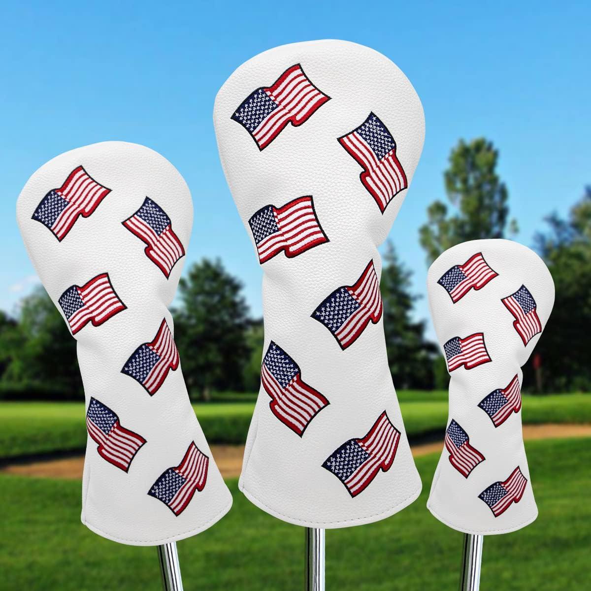 Cubiertas de Cabeza de Palos de Golf Barudan - Bandera EE. UU.