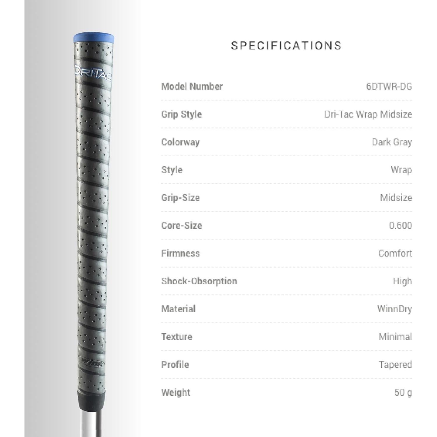 Agarraderas de Golf Winn Dri-Tac Wrap Midsize 13 Piezas