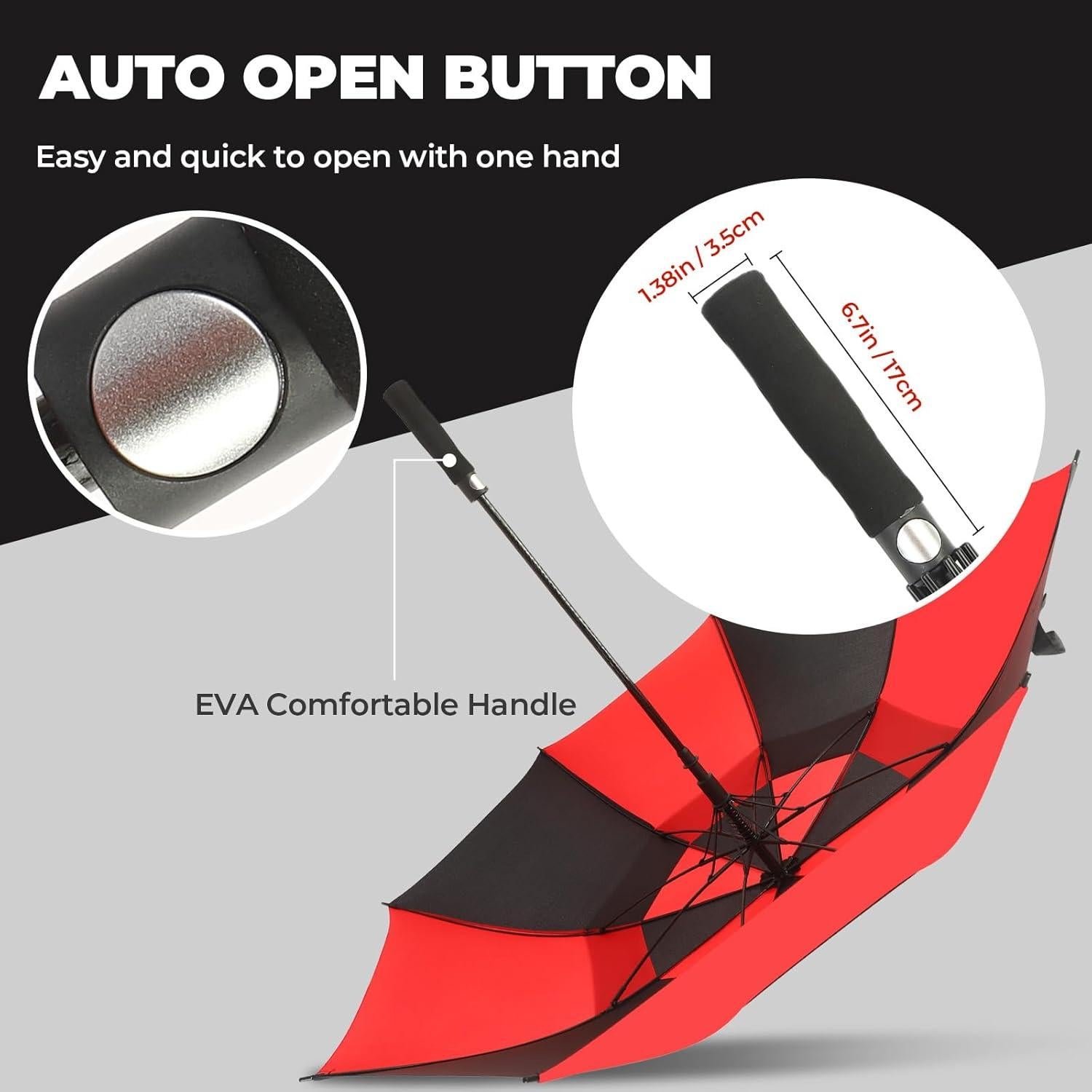 Paraguas de Golf Automático LLanxiry 68 Pulgadas Doble Canopy