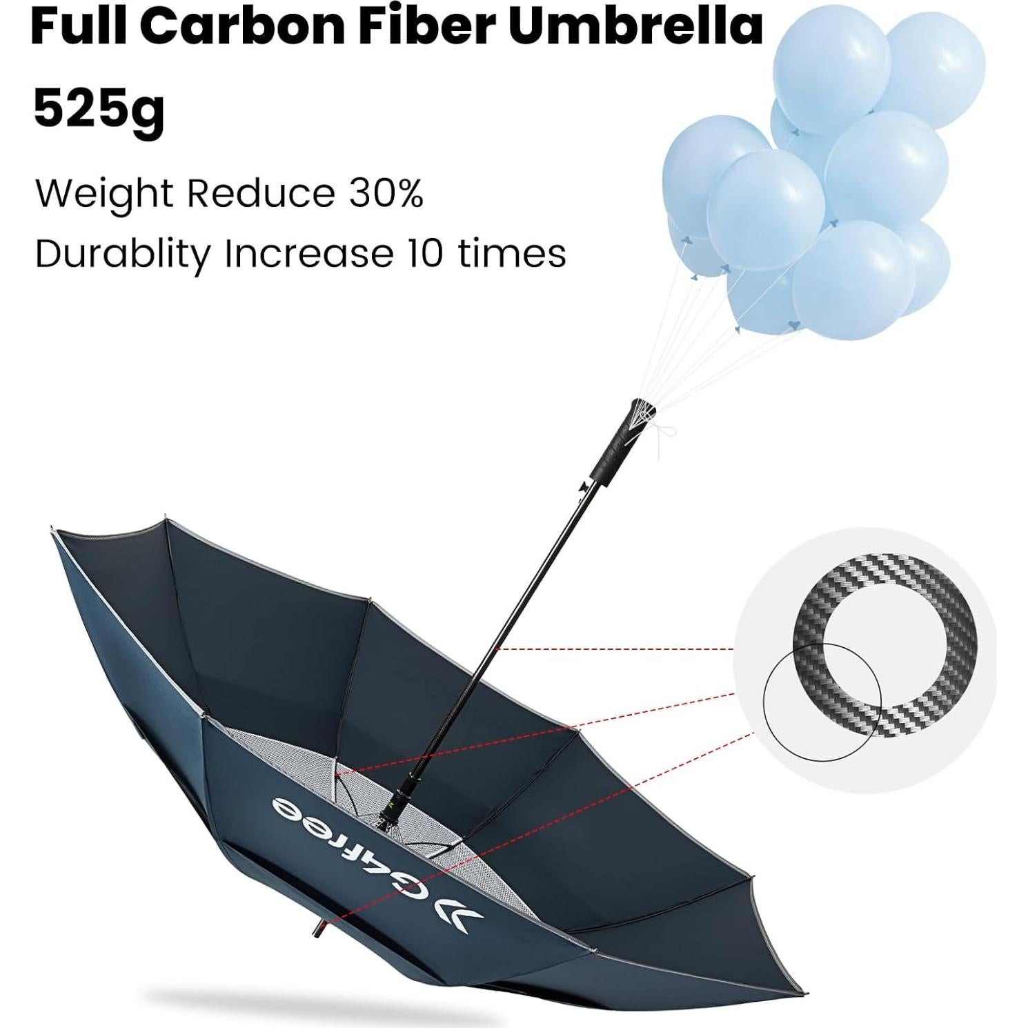 Paraguas de Golf G4Free 157 cm Fibra de Carbono a Prueba de Viento