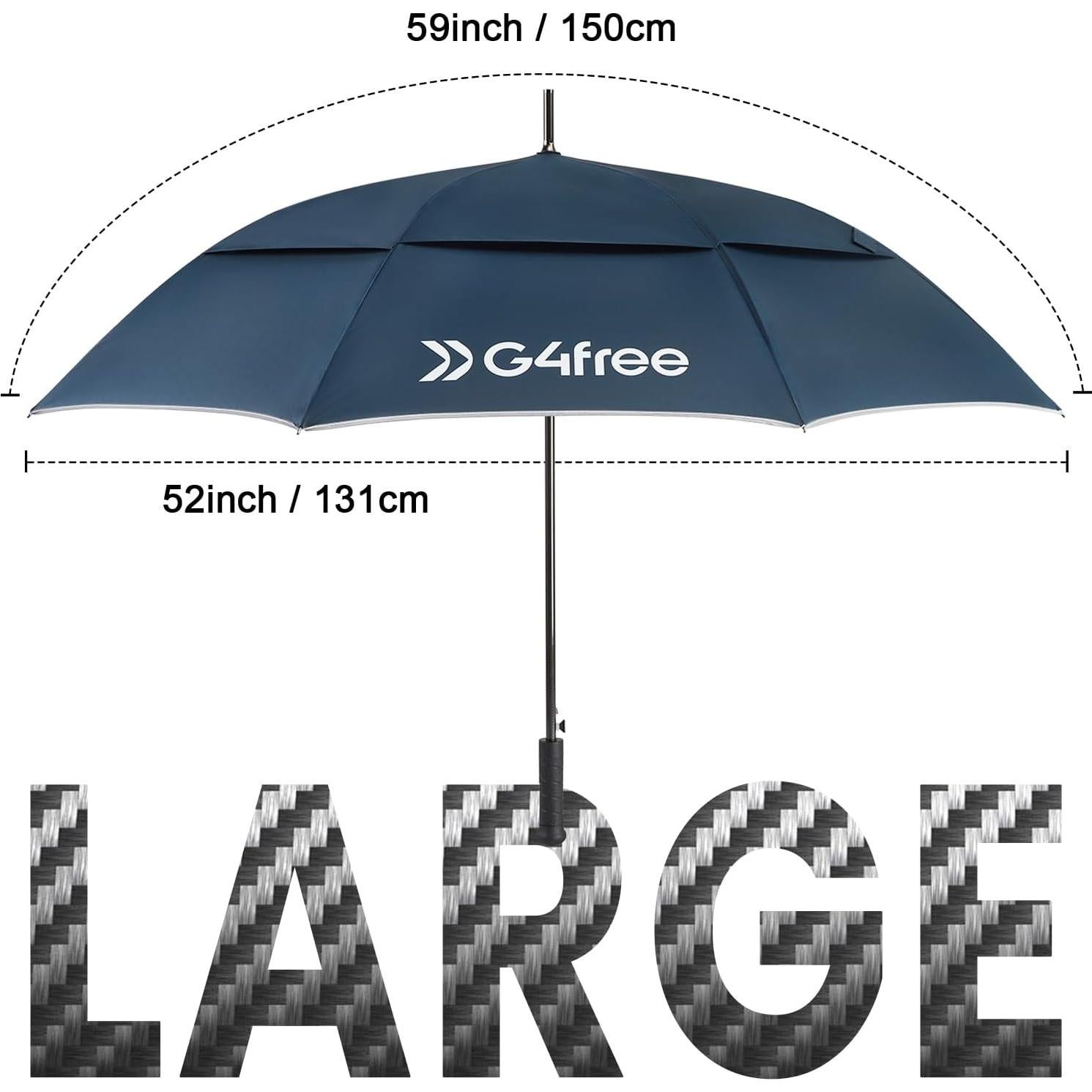 Paraguas de Golf G4Free 157 cm Fibra de Carbono a Prueba de Viento