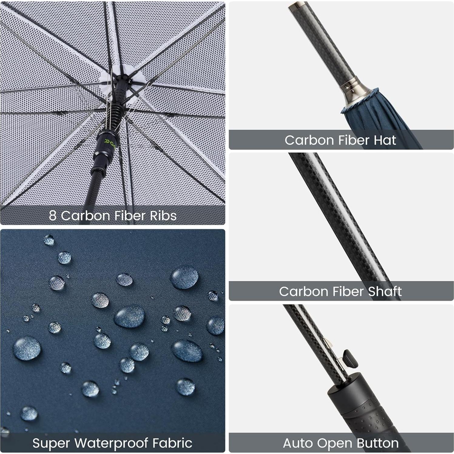 Paraguas de Golf G4Free 157 cm Fibra de Carbono a Prueba de Viento