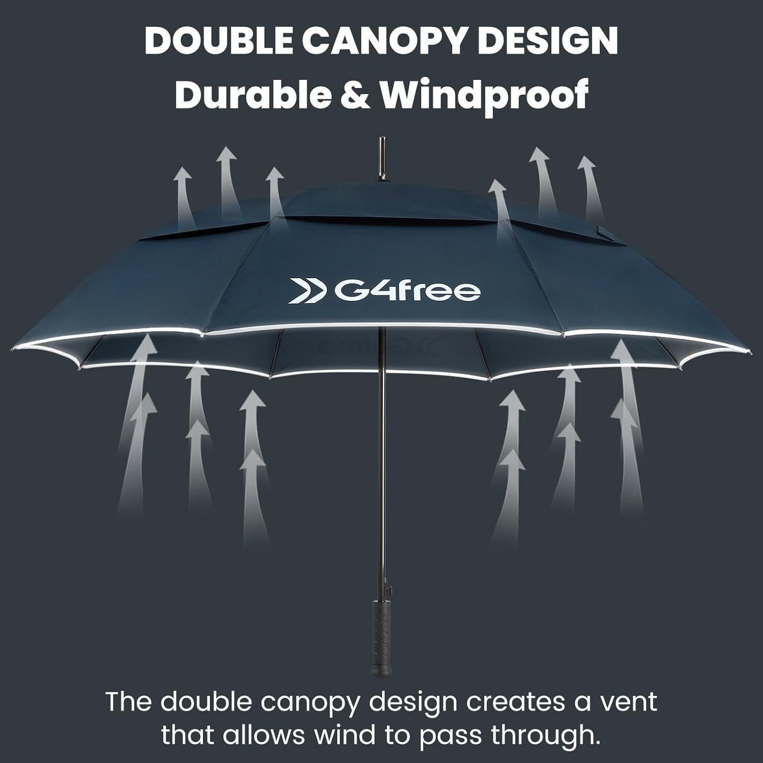 Paraguas de Golf G4Free 157 cm Fibra de Carbono a Prueba de Viento