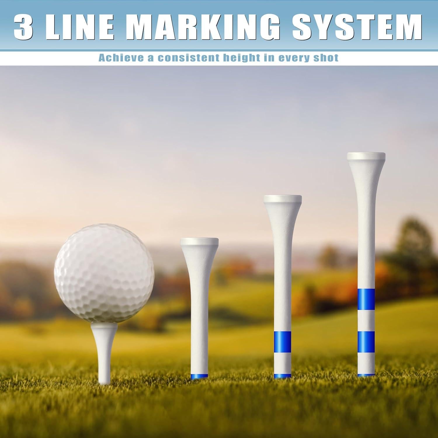 Tees de Golf de Madera CHAMPKEY - 200 Unidades, 3 Tamaños