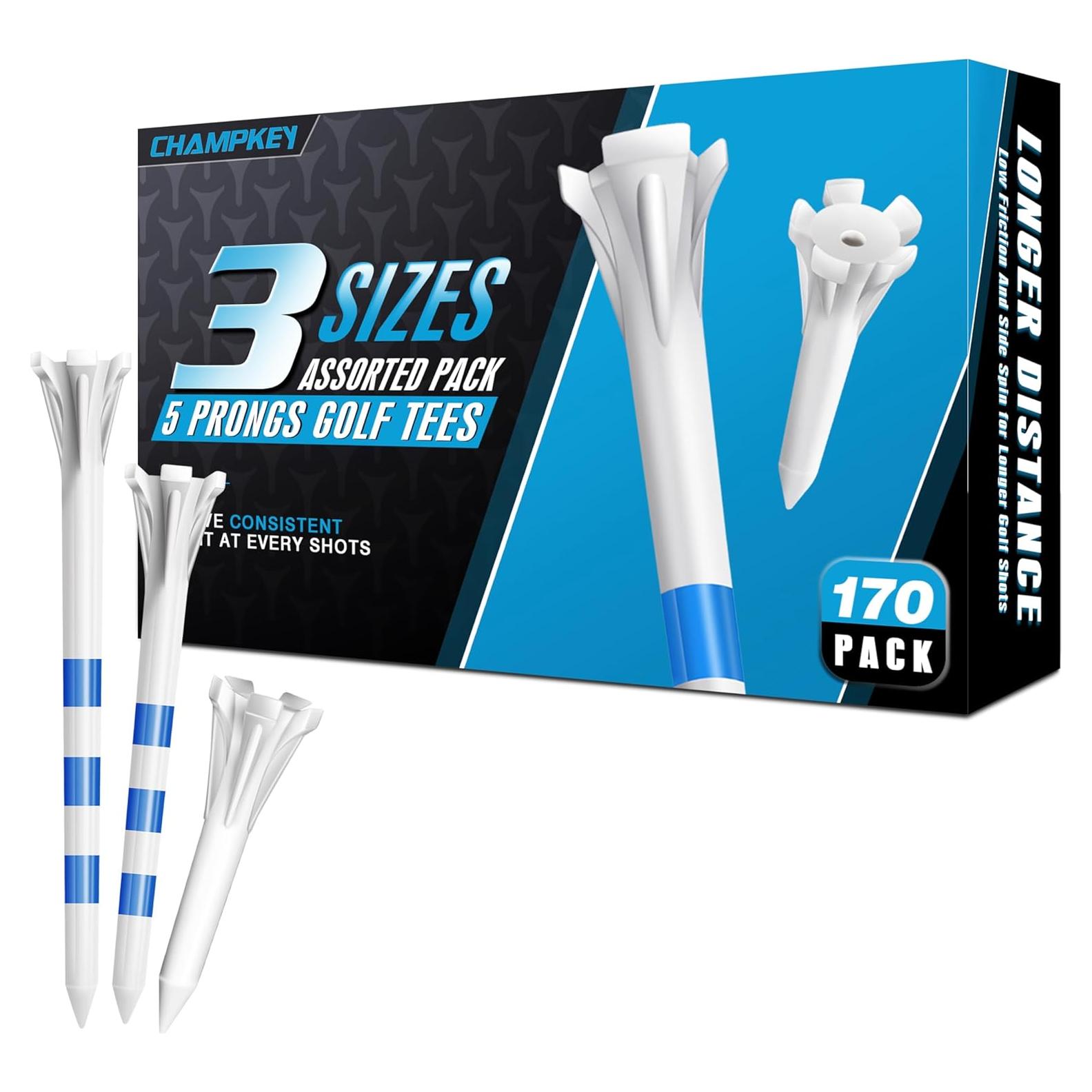 Tees de Golf de Plástico CHAMPKEY 100 Pcs 3 Tamaños