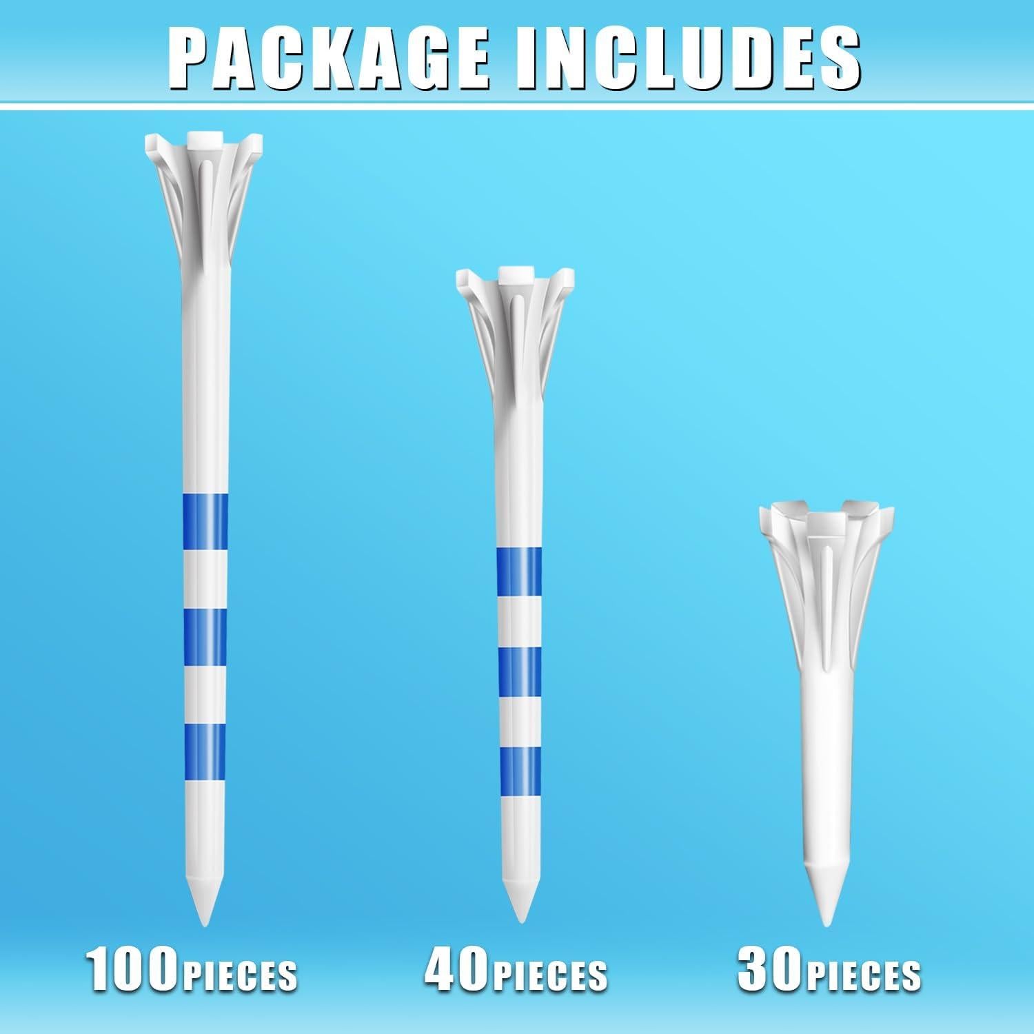 Tees de Golf de Plástico CHAMPKEY 100 Pcs 3 Tamaños