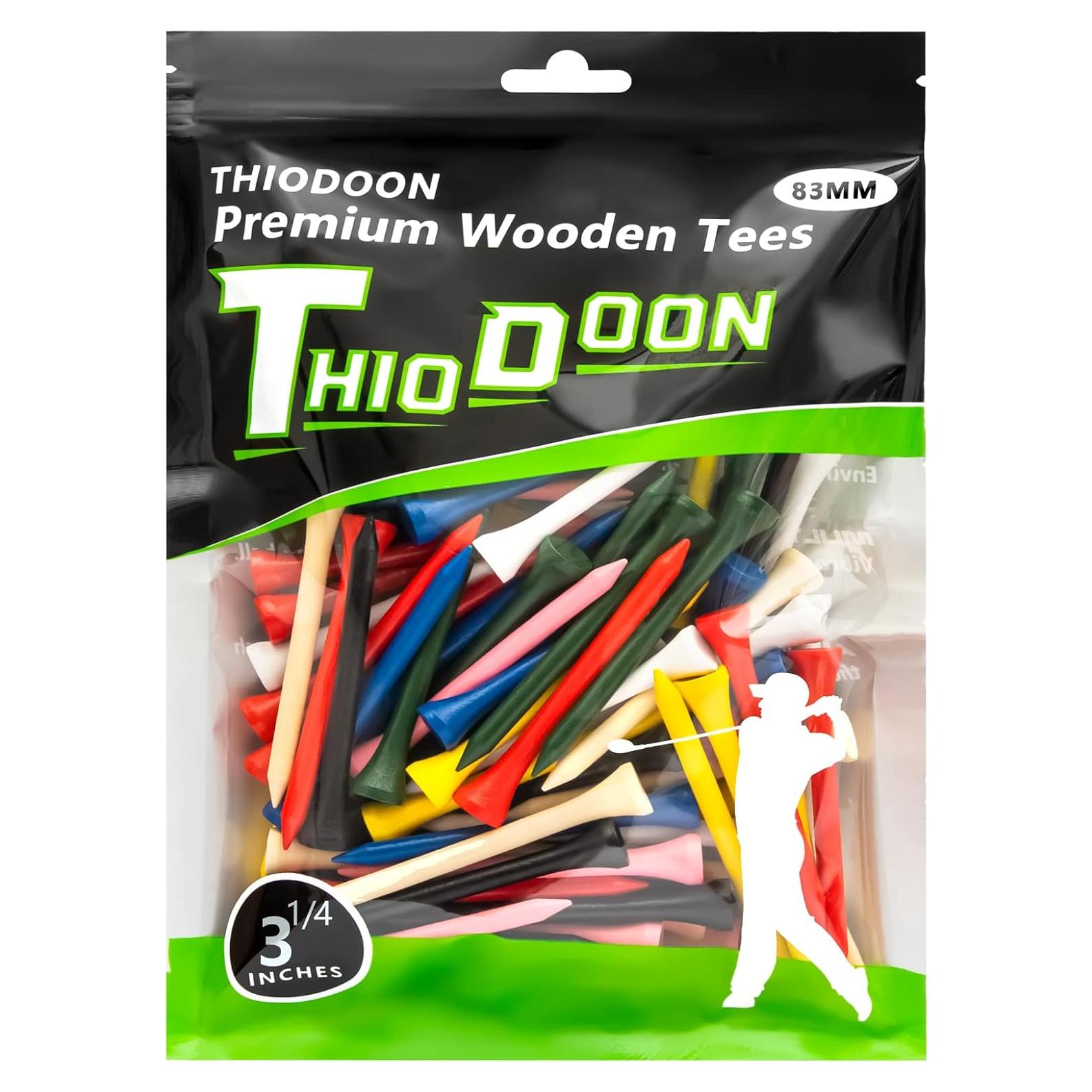 Tees de Golf THIODOON de Madera Natural Paquete 100 Piezas