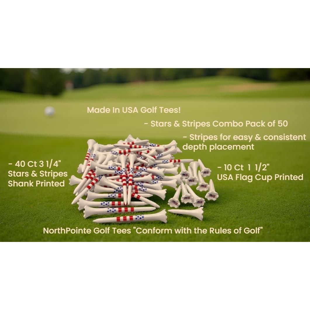 Paquete de 50 Tees de Golf Plástico NorthPointe 3.25" y 1.5"