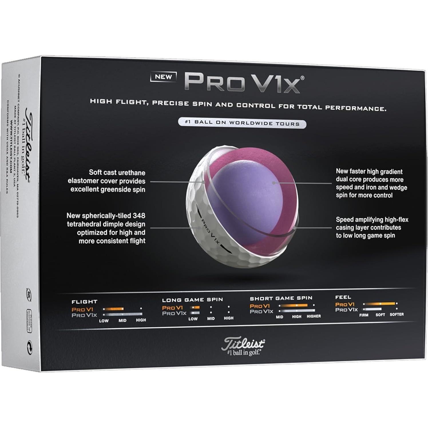 Pelotas de Golf Titleist Pro V1x - 12 Unidades - Blanco