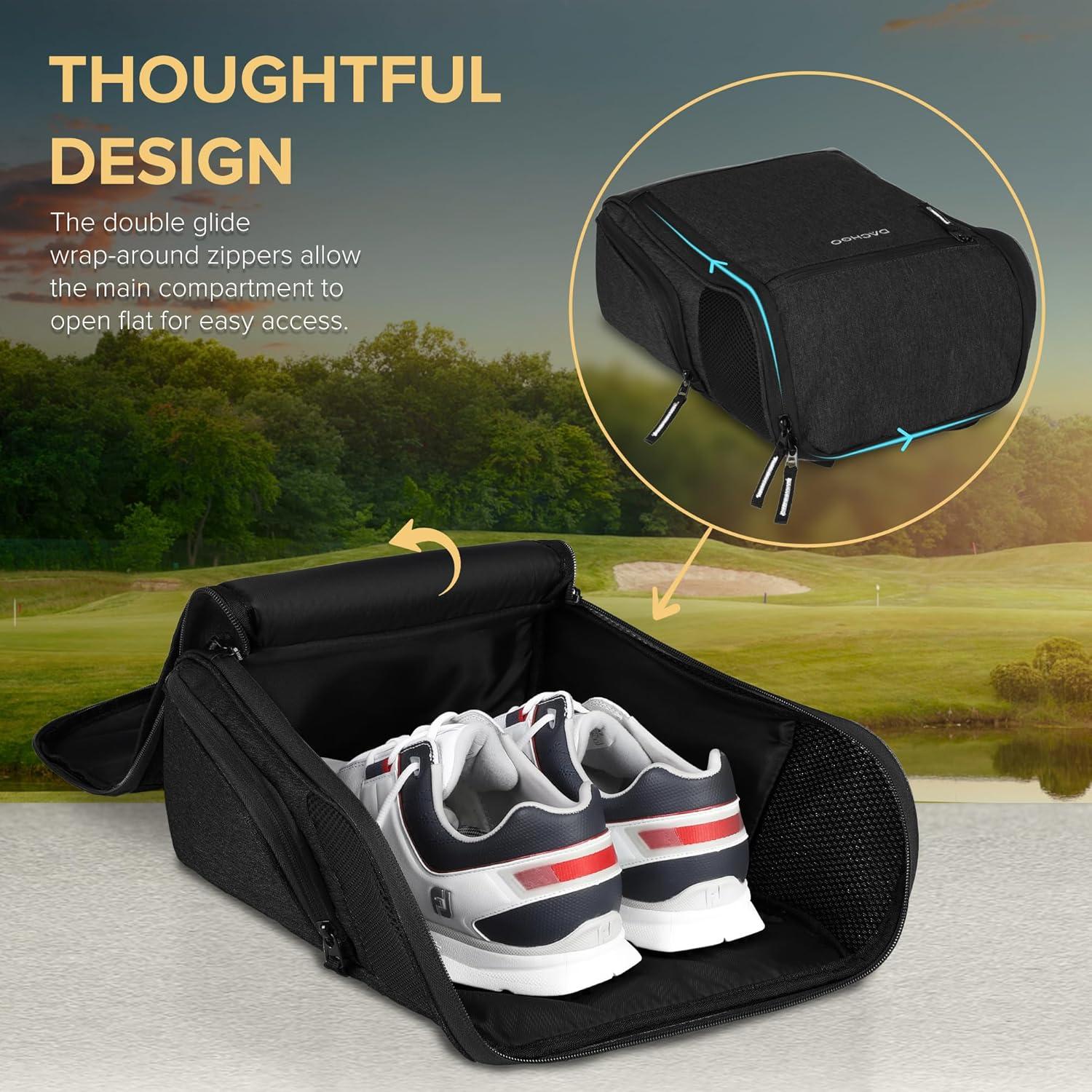 Bolsa para Zapatos de Golf Dachgo Negra Acolchada con Ventilación