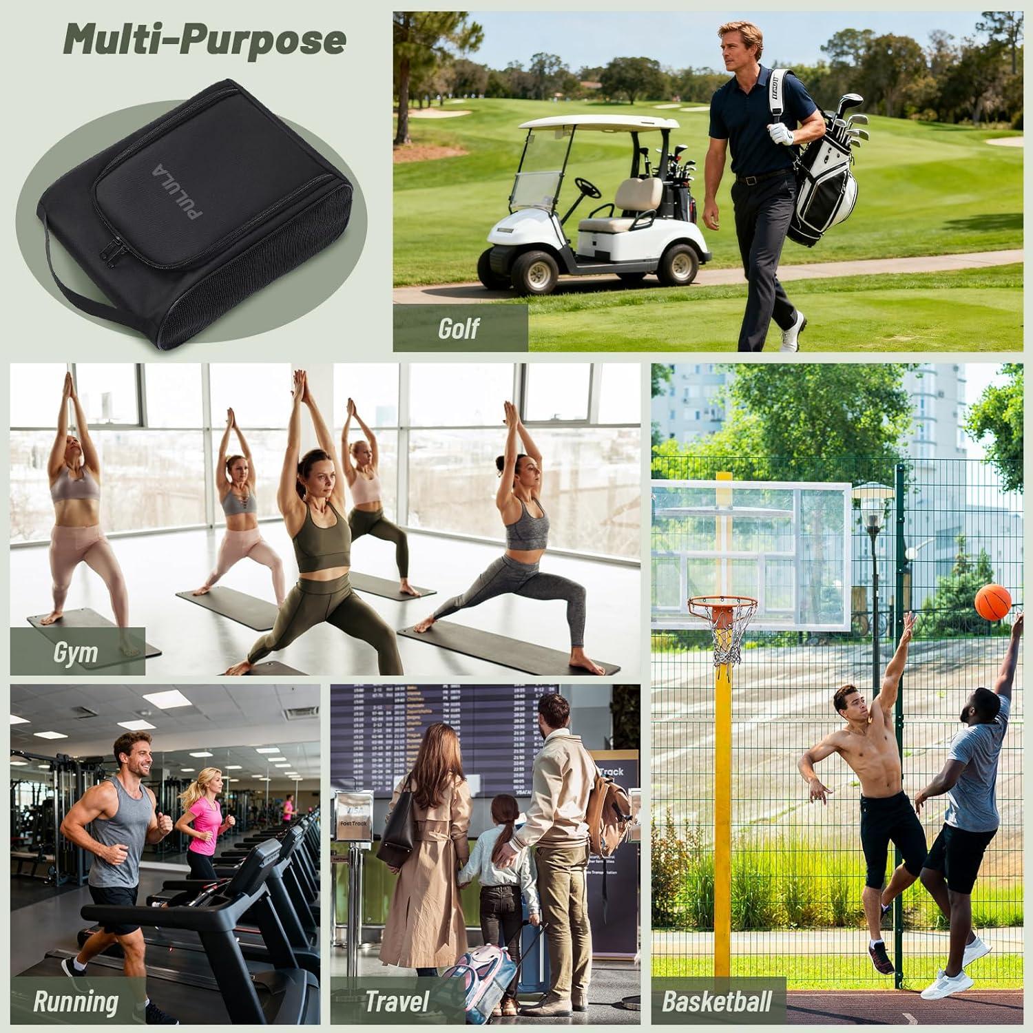 Bolsa de zapatos de golf PULULA negra 33cm para hombres y mujeres