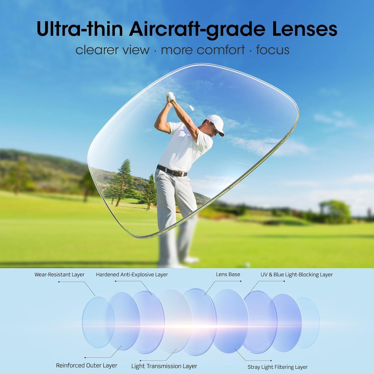 Gafas de sol polarizadas UV400 para golf hombres gris pro