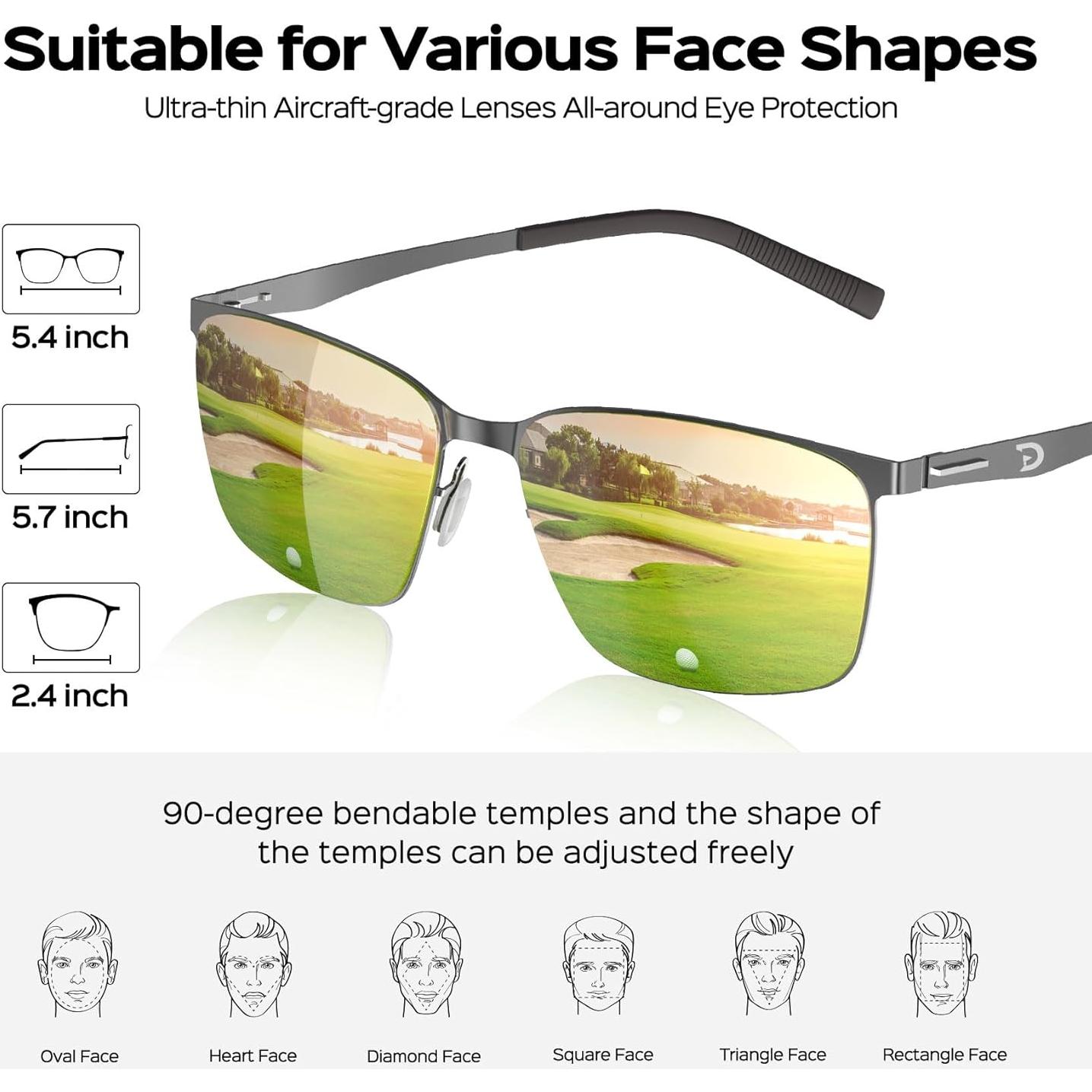 Gafas de sol polarizadas UV400 para golf hombres gris pro