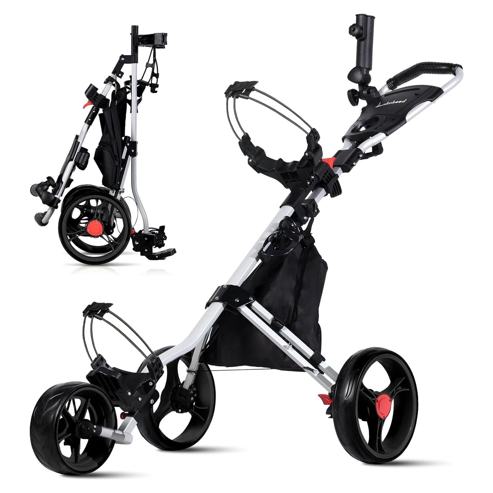 Carrito de Golf Lakehood 3 Ruedas Plegable Negro 7.03 kg