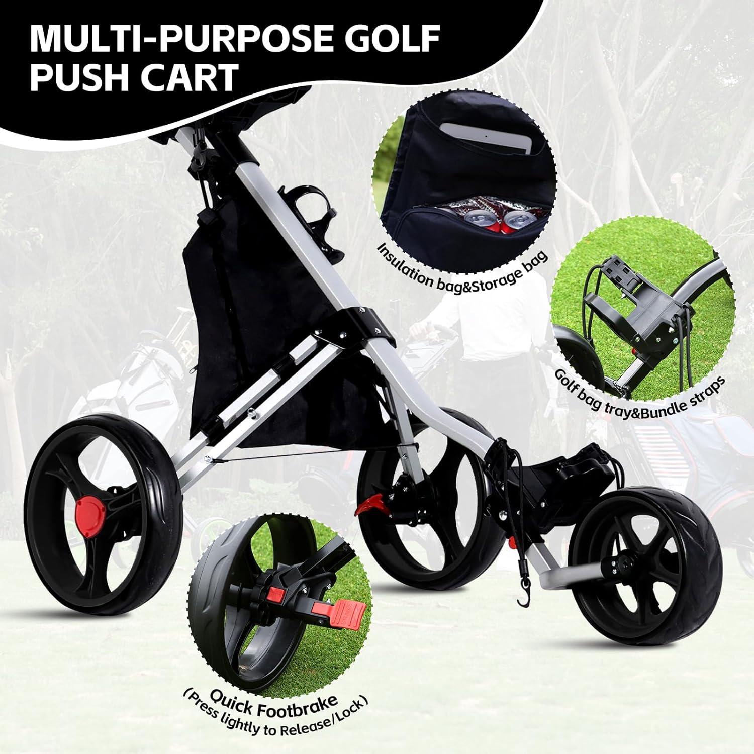 Carrito de Golf Lakehood 3 Ruedas Plegable Negro 7.03 kg