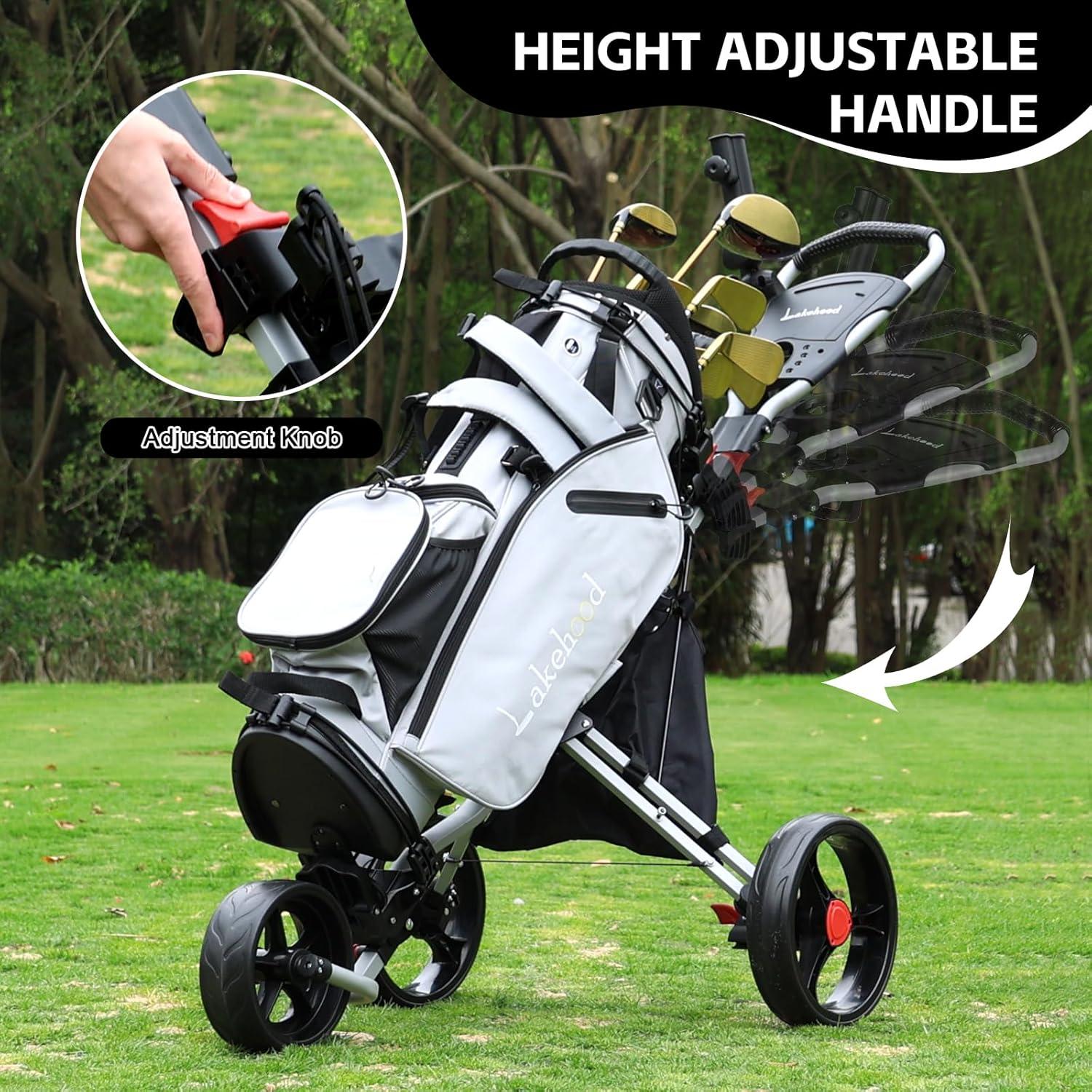 Carrito de Golf Lakehood 3 Ruedas Plegable Negro 7.03 kg