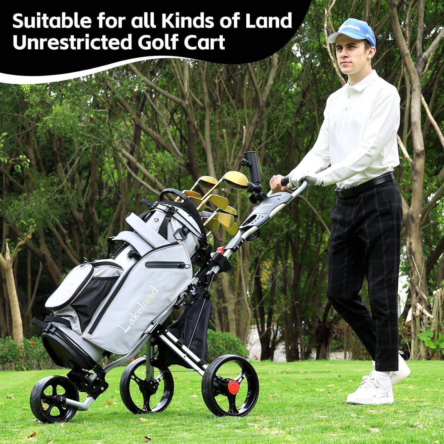 Carrito de Golf Lakehood 3 Ruedas Plegable Negro 7.03 kg