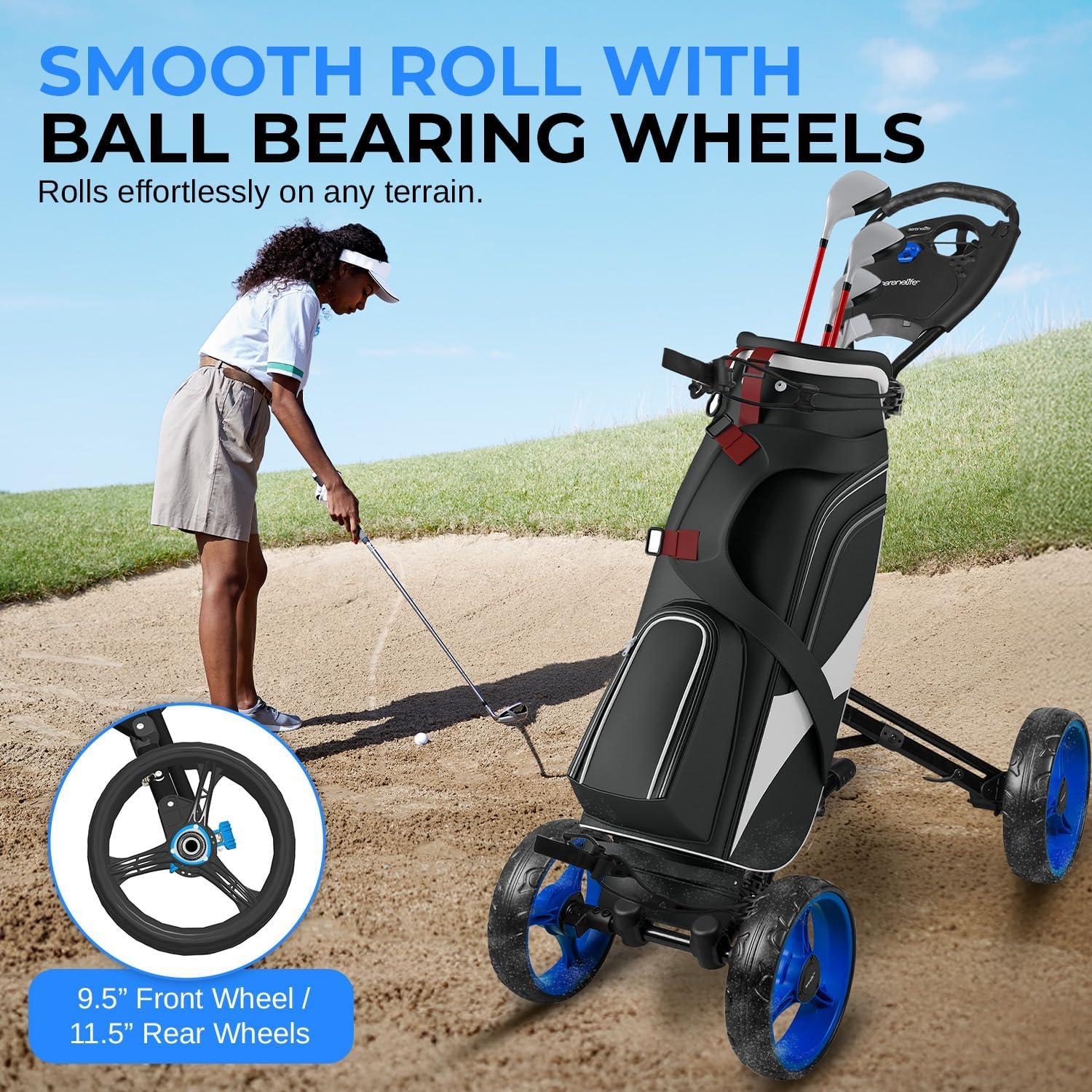 Carrito de Golf SereneLife SLGZ36.6 Plegable Aluminio 4 Ruedas
