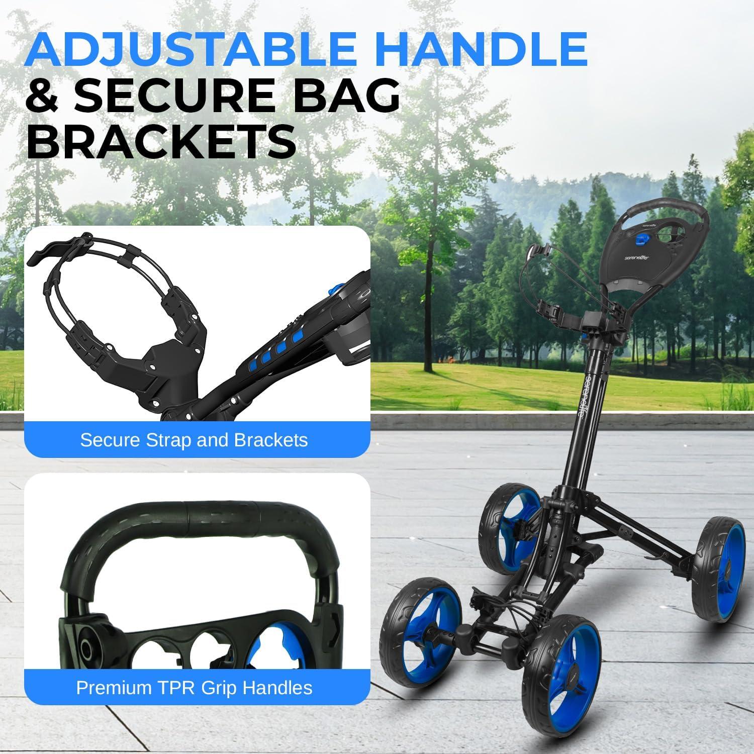 Carrito de Golf SereneLife SLGZ36.6 Plegable Aluminio 4 Ruedas