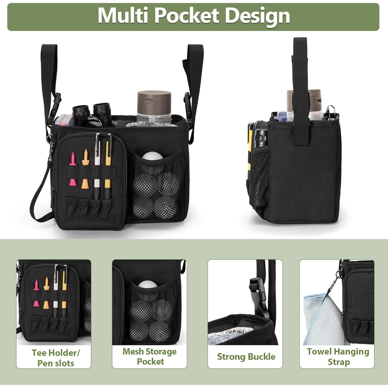 Bolsa Organizadora para Carro de Golf PGmoon con Portavasos y 6 Bolsillos