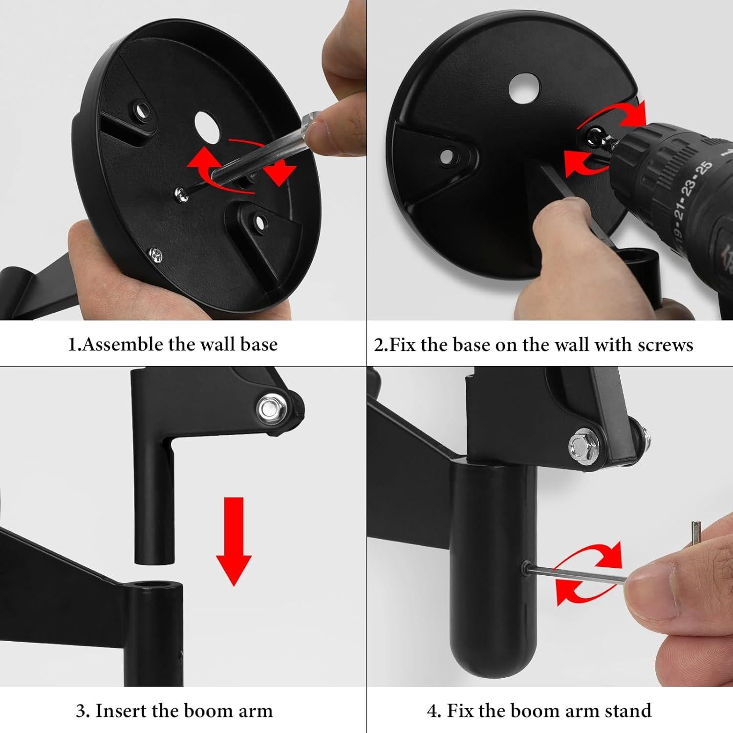 Soporte de Micrófono de Montaje en Pared Geekria Negro