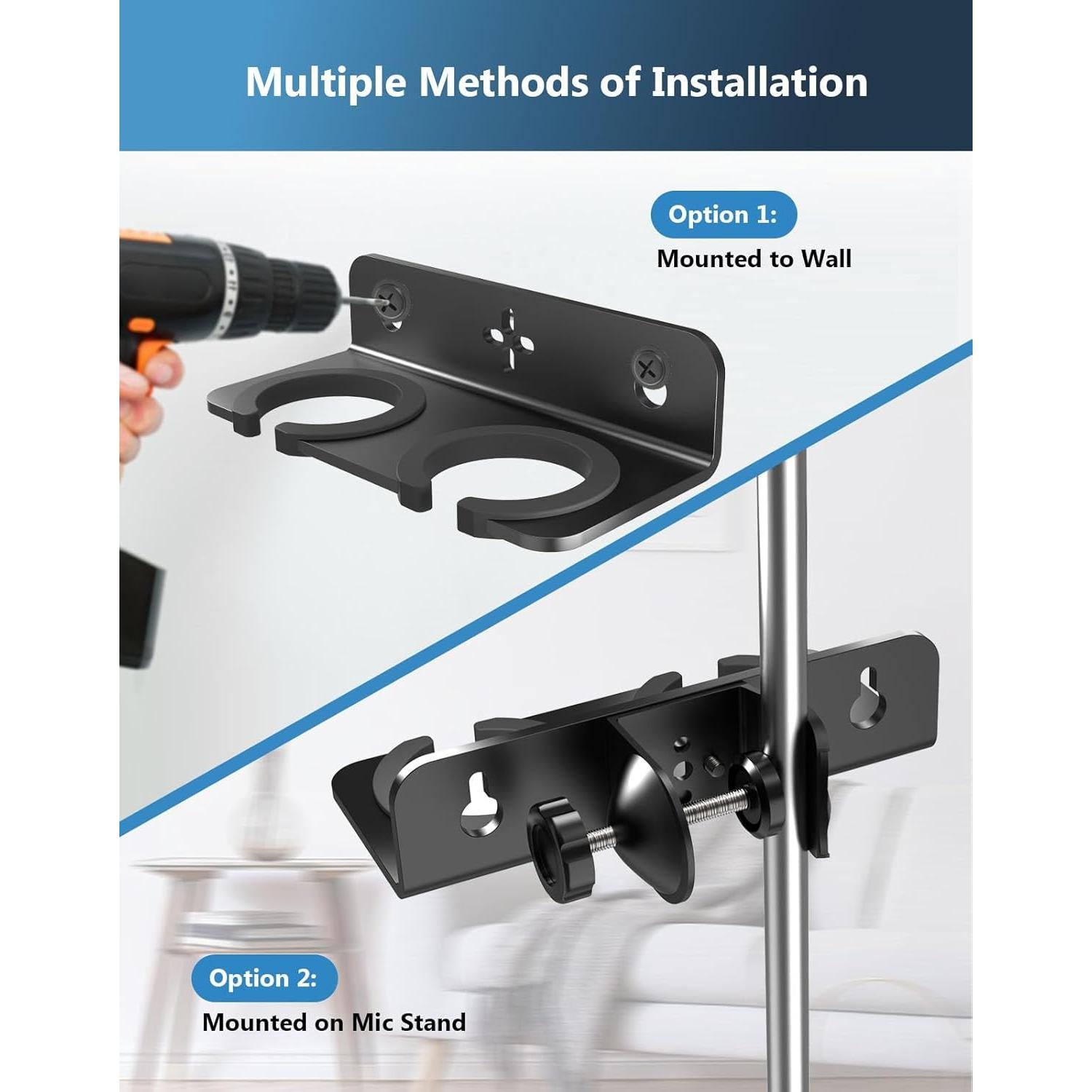 Soporte de Micrófono Multi Clamp-On Kubeisi para 2 Micrófonos