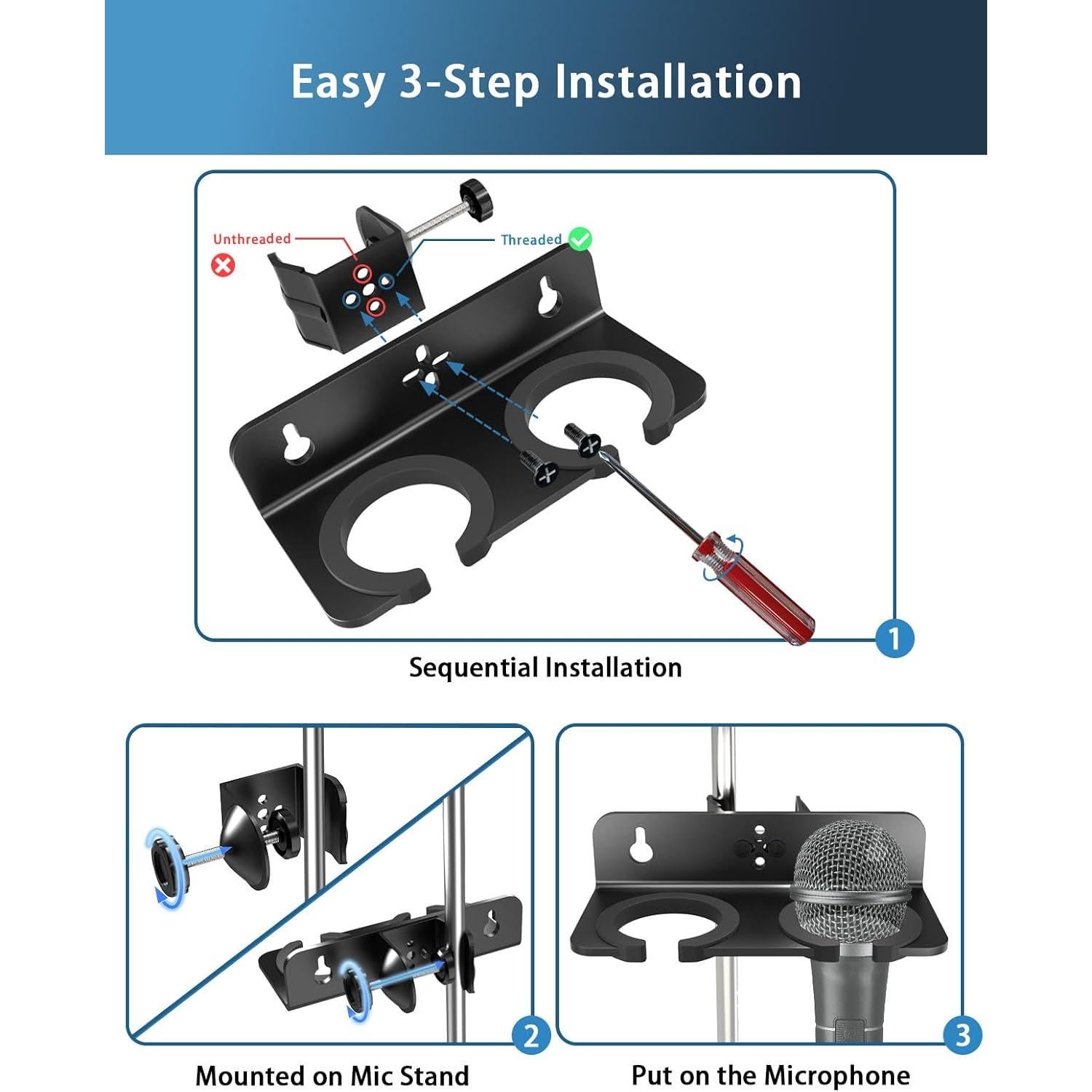 Soporte de Micrófono Multi Clamp-On Kubeisi para 2 Micrófonos