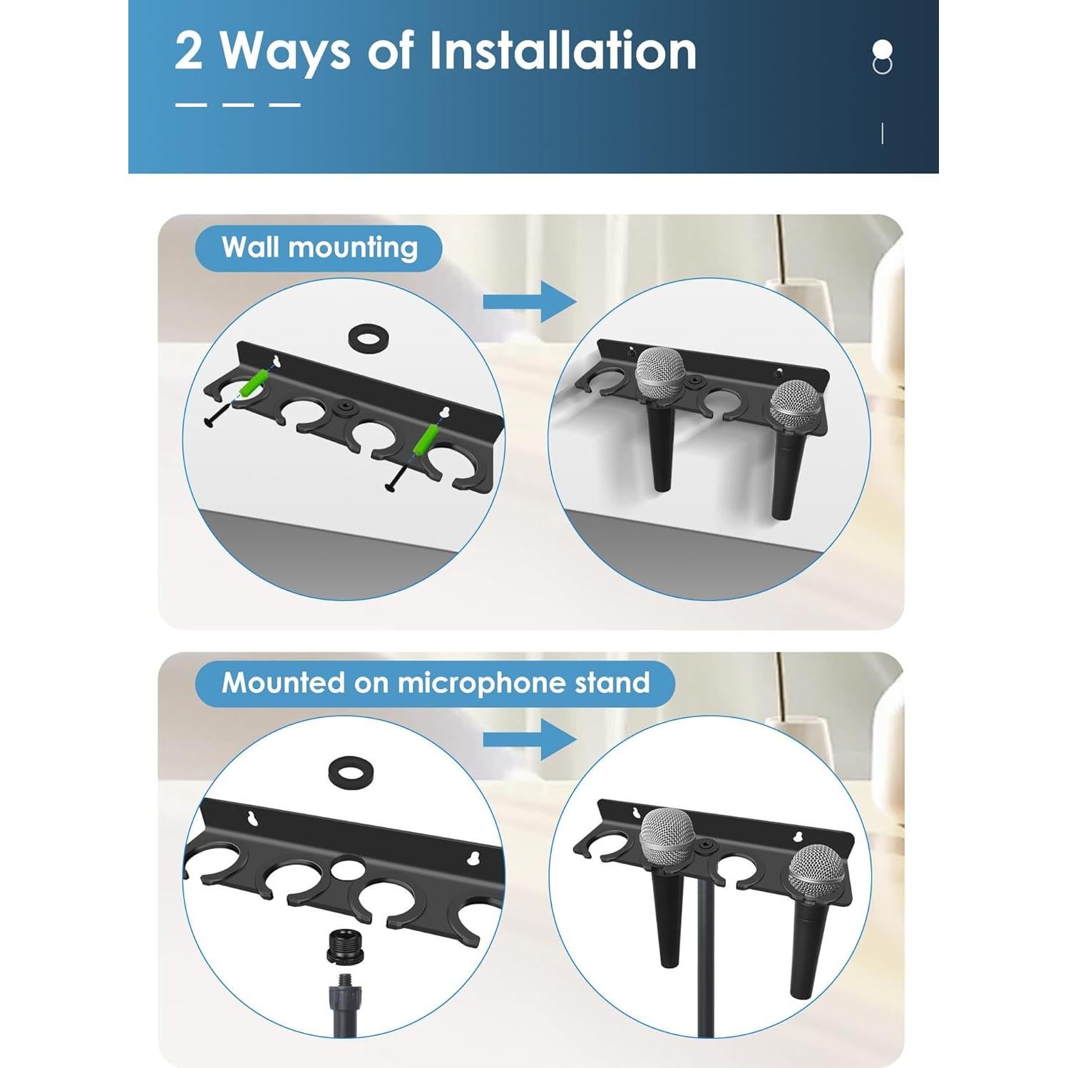 Soporte Multi Micrófono Aluminio KBS-MMH01 para 4 Micrófonos
