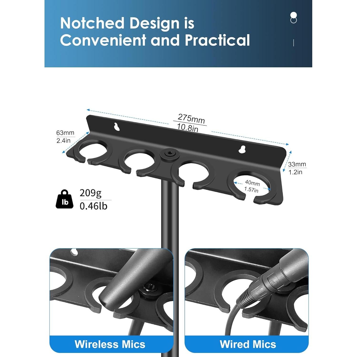 Soporte Multi Micrófono Aluminio KBS-MMH01 para 4 Micrófonos
