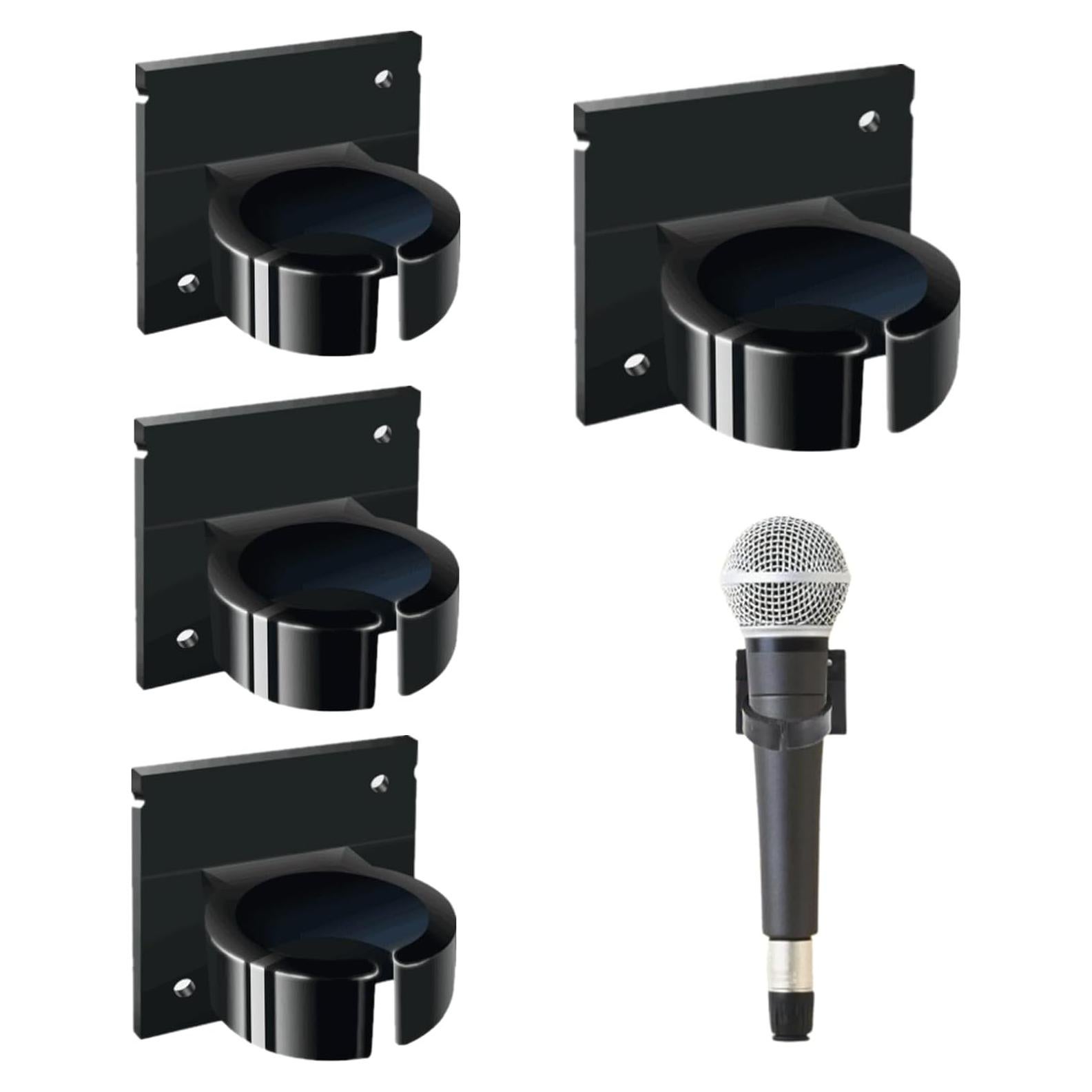 4 Clips de Soporte de Micrófono Adhesivos FUYUDA - Negro