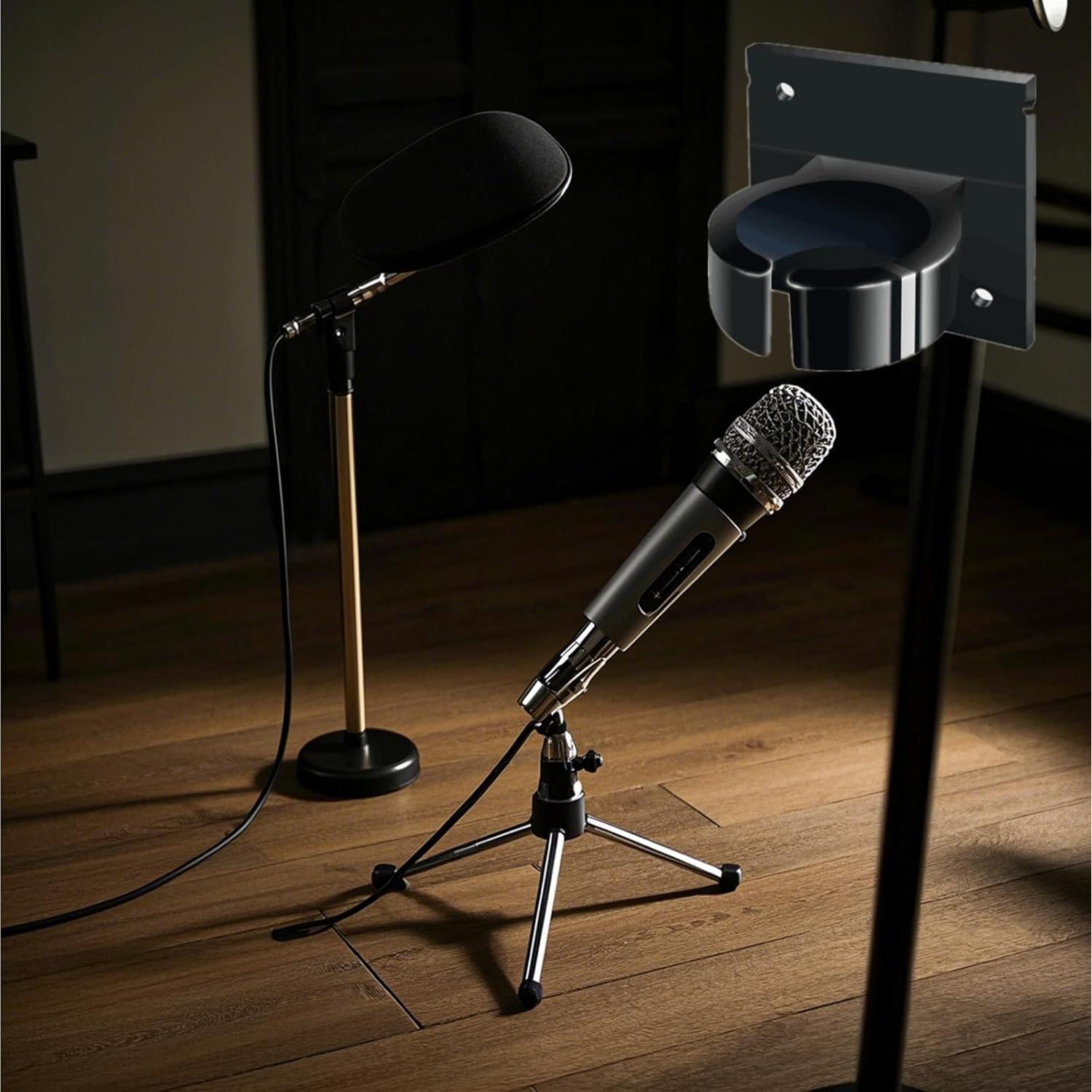 4 Clips de Soporte de Micrófono Adhesivos FUYUDA - Negro