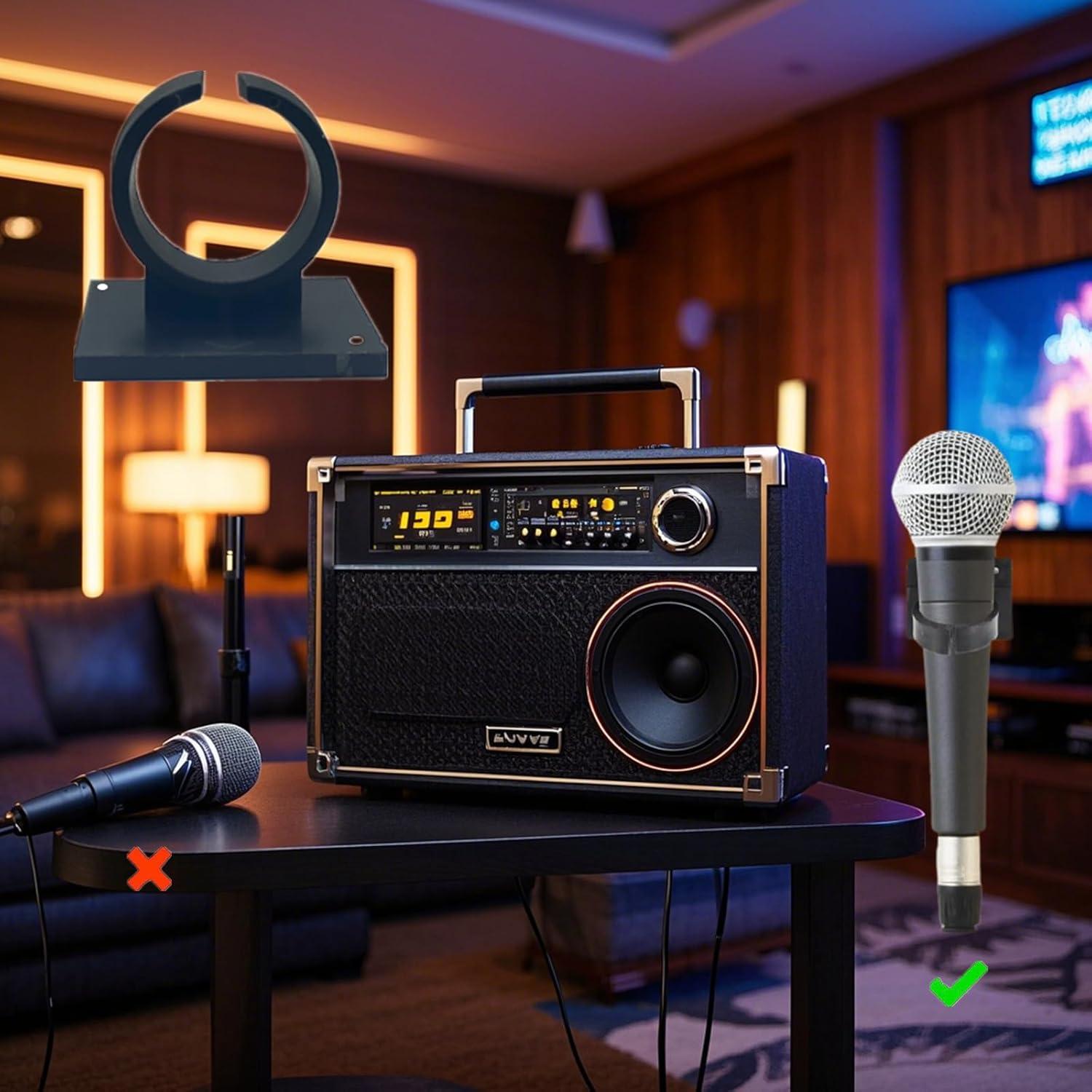 4 Clips de Soporte de Micrófono Adhesivos FUYUDA - Negro