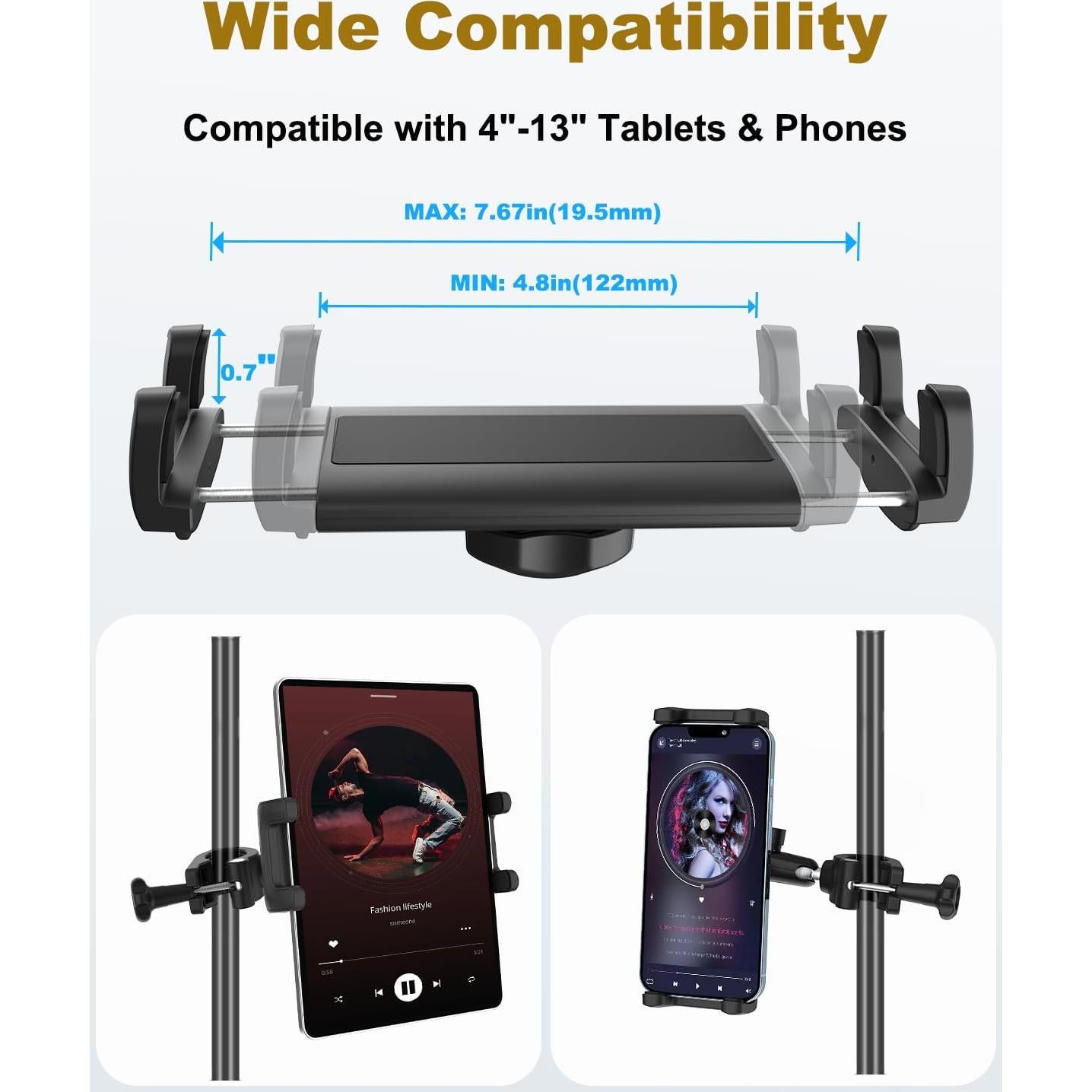 Soporte de Tableta Ajustable NATDETC para Micrófono 4" a 13"
