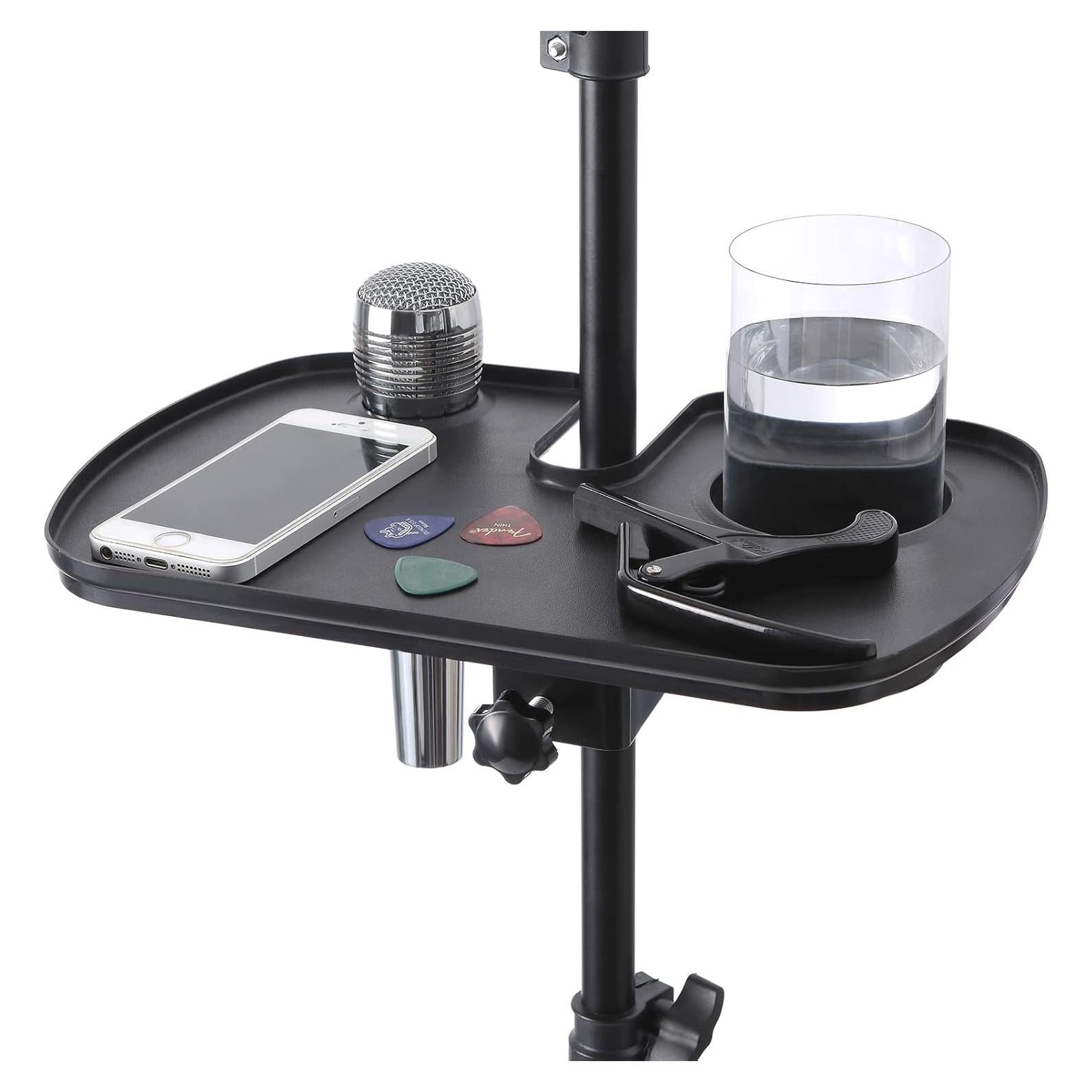 Bandeja Soporte para Micrófono Deluxe - Plástico Negro 26.2x20.5cm