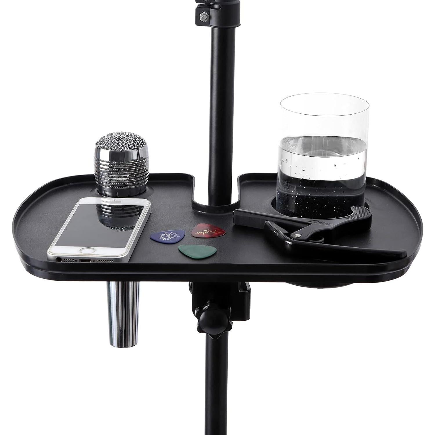 Bandeja Soporte para Micrófono Deluxe - Plástico Negro 26.2x20.5cm