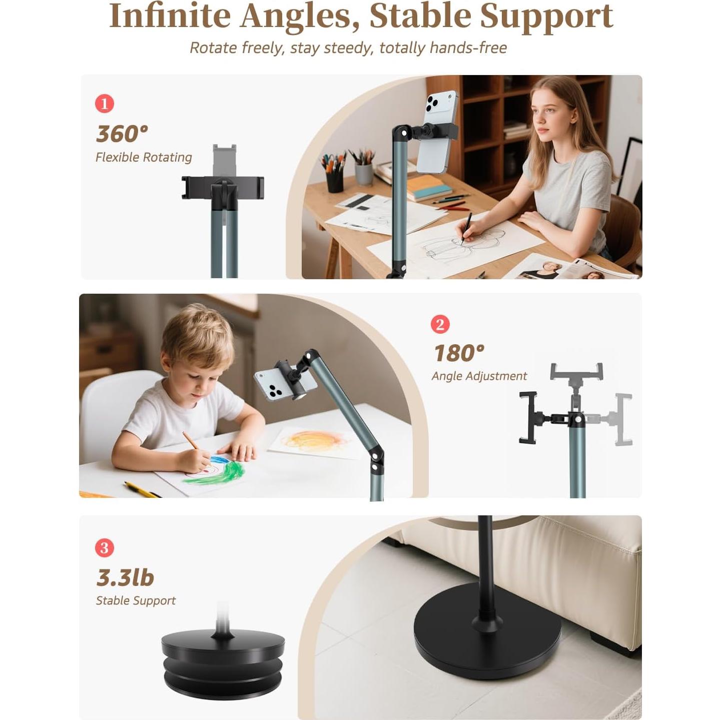 Soporte de Piso para Teléfono Arsoer MT002 Ajustable 53-137 cm