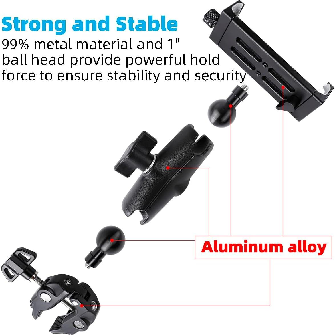 Soporte de Tableta de Aluminio para Micrófono 360° - iPad Pro, Galaxy Tabs