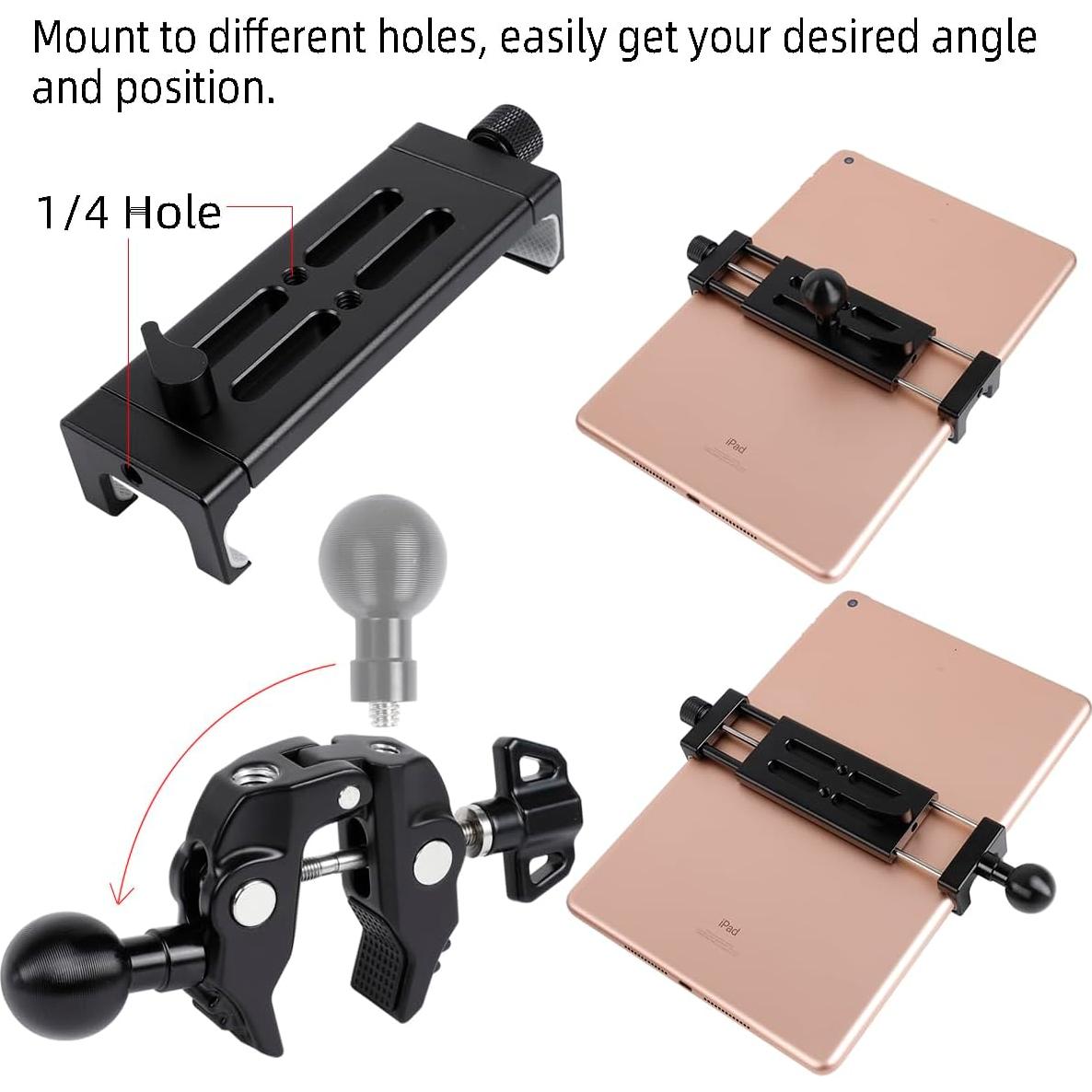 Soporte de Tableta de Aluminio para Micrófono 360° - iPad Pro, Galaxy Tabs