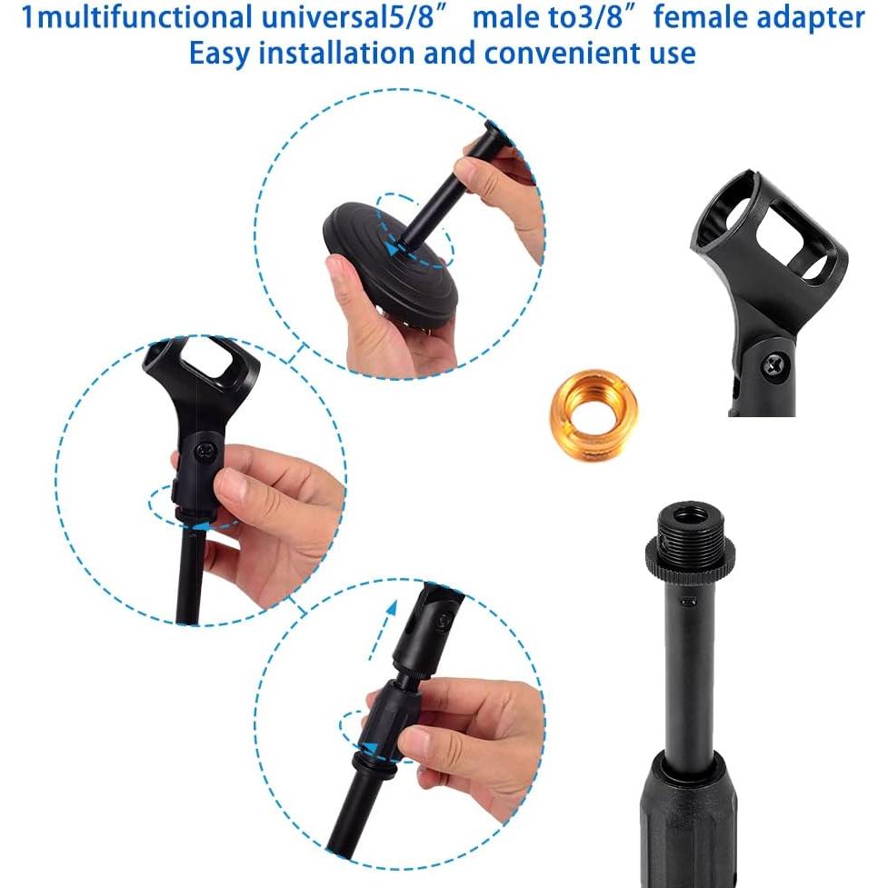 Soporte de Micrófono de Escritorio Poocar Ajustable Metal Azul