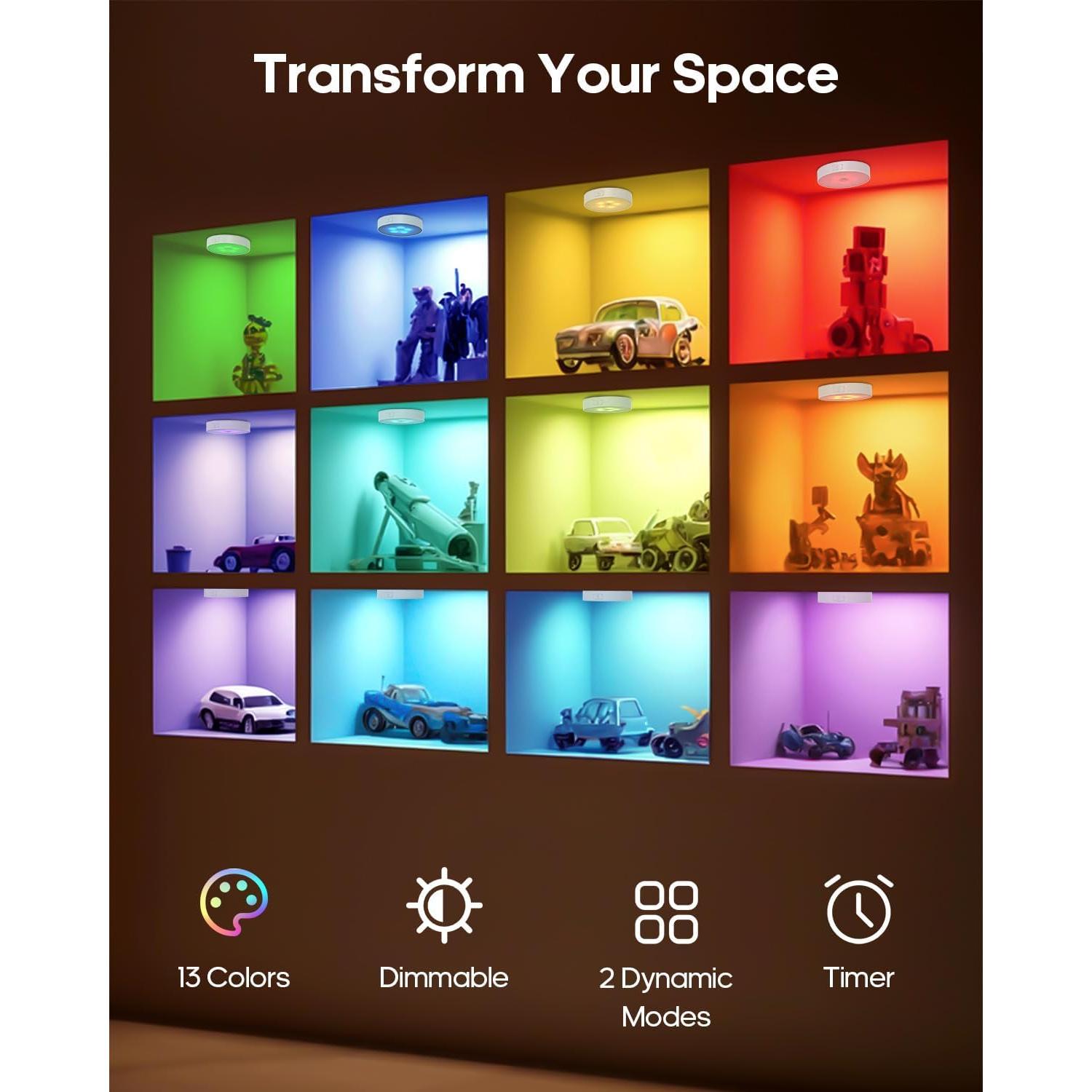 Luces LED RGB Goodea 6 Pack con control remoto y sensor