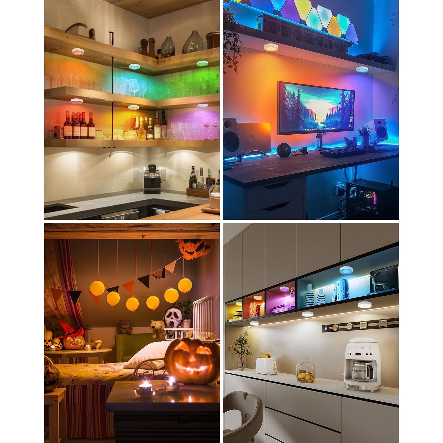 Luces LED RGB Goodea 6 Pack con control remoto y sensor