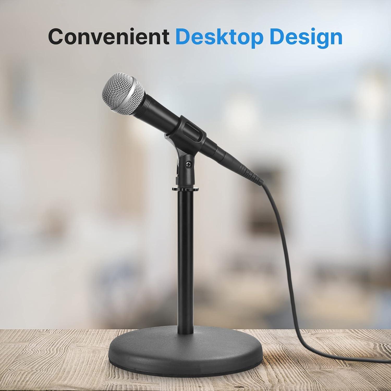 Soporte de Mesa Ajustable Pyle - Base Redonda Metal Negro