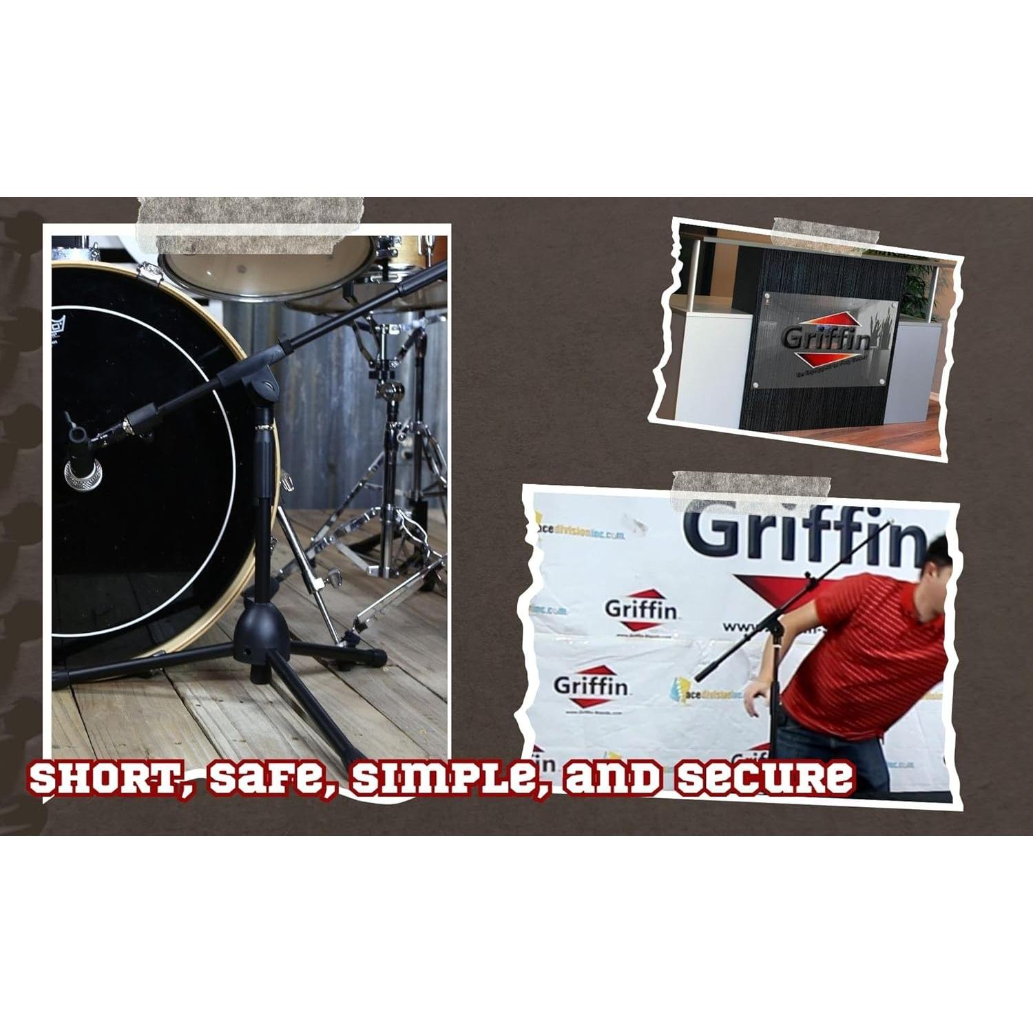 Soportes de Micrófono Cortos Griffin - Paquete de 4 con Brazo Telescópico