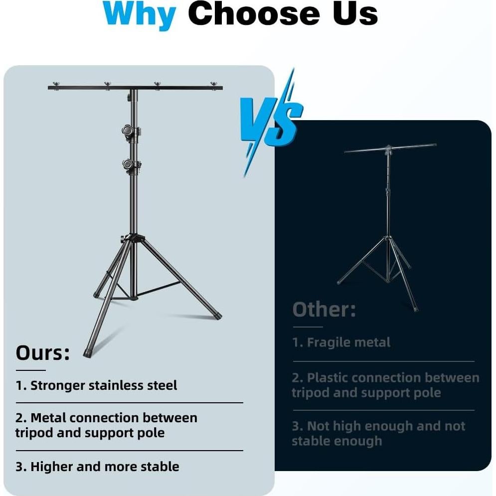 Soporte de Luz DJ T-Bar Ajustable 124.5-289.6 cm Resistente
