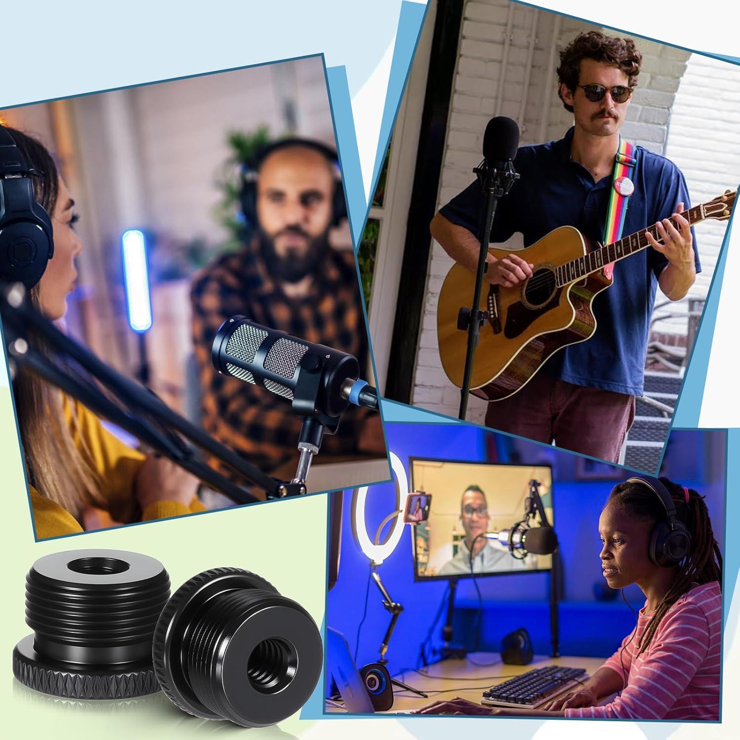 Juego de 4 adaptadores de micrófono Thinp 1/4 hembra a 5/8 macho